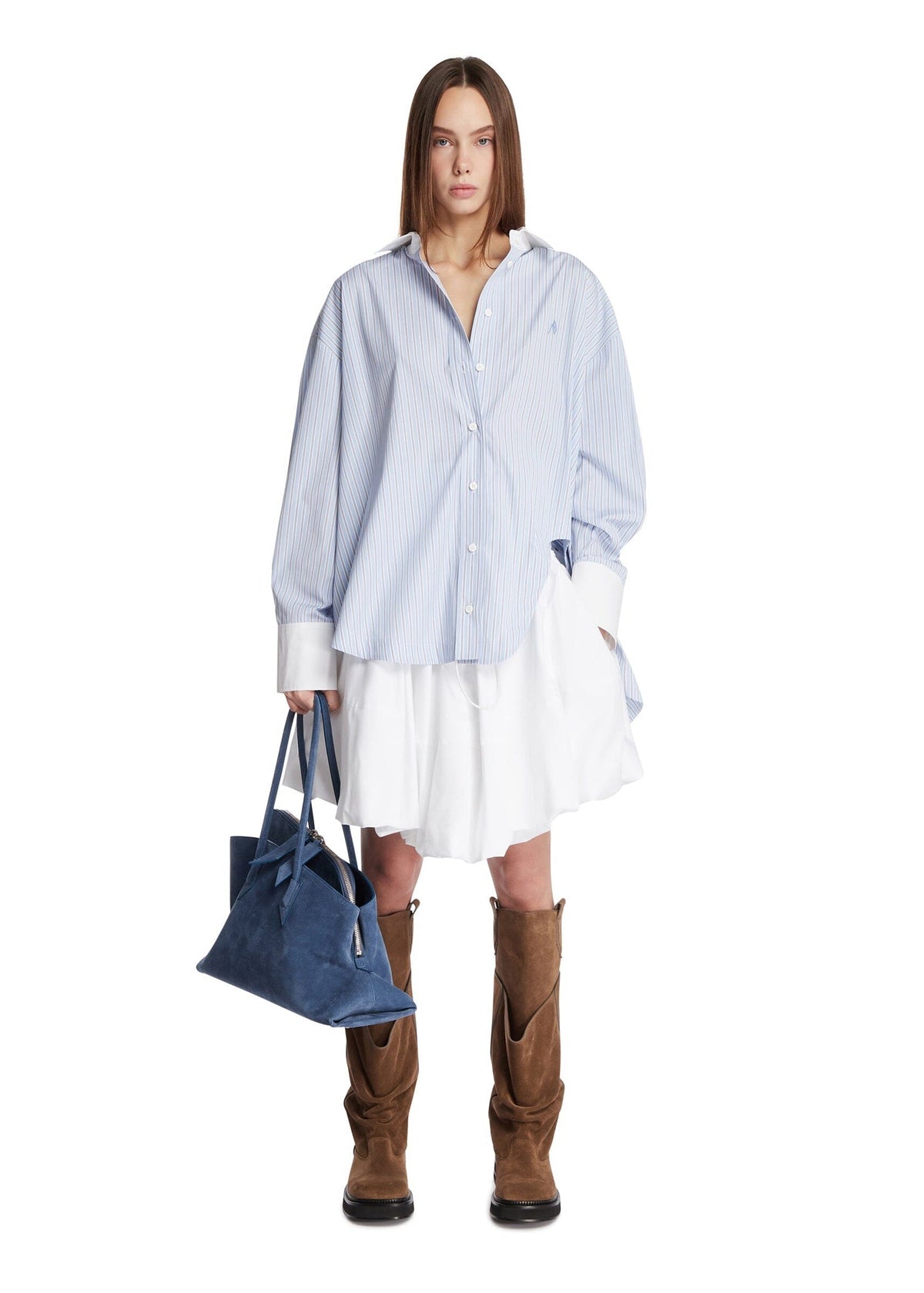 The Attico // Midi Skirt Cotton Popeline Stretch / White Womens The Attico 