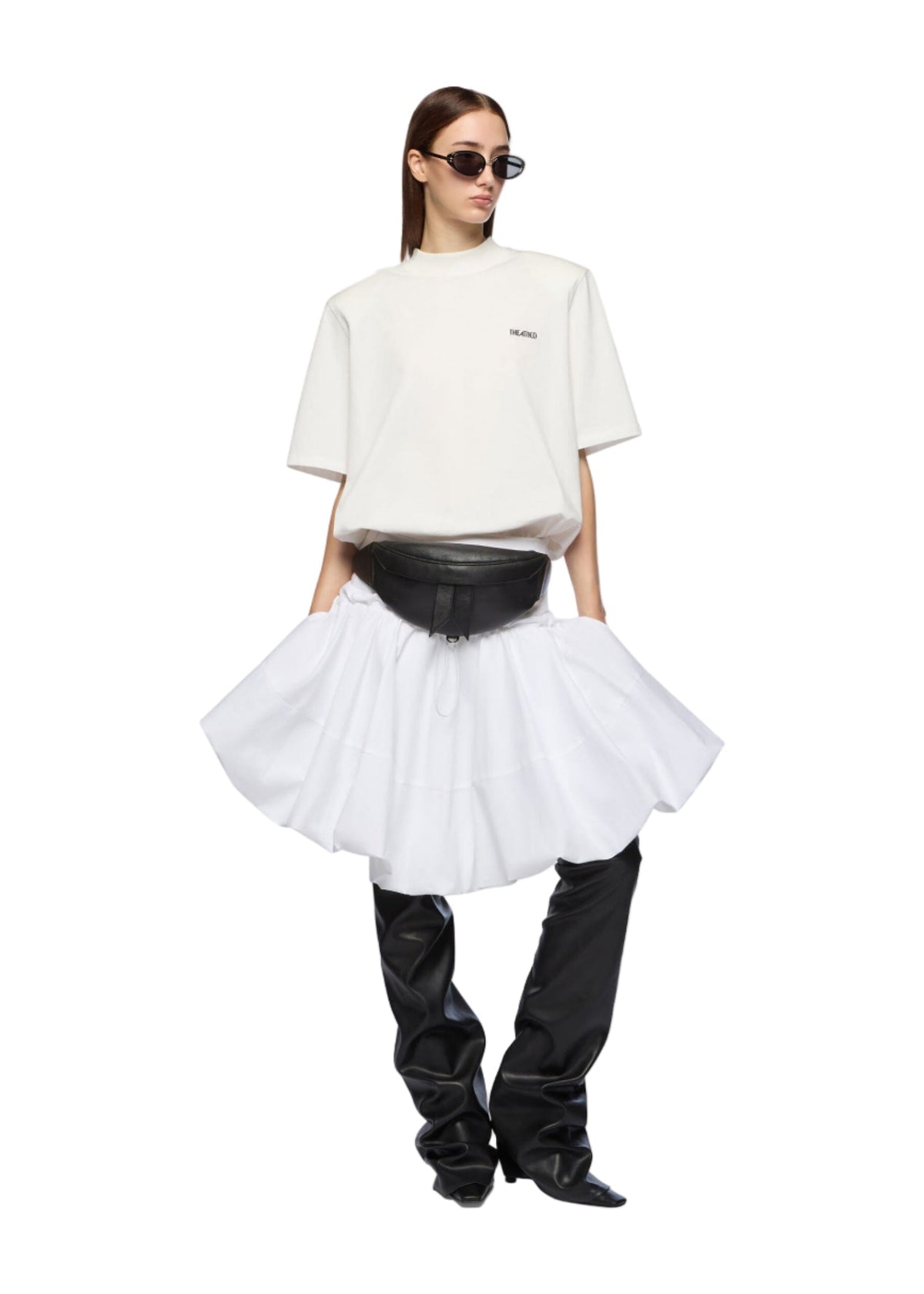 The Attico // Midi Skirt Cotton Popeline Stretch / White Womens The Attico 