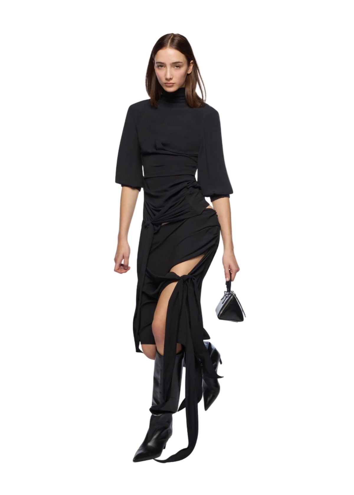 The Attico // Midi Skirt Crepe / Black Womens The Attico 