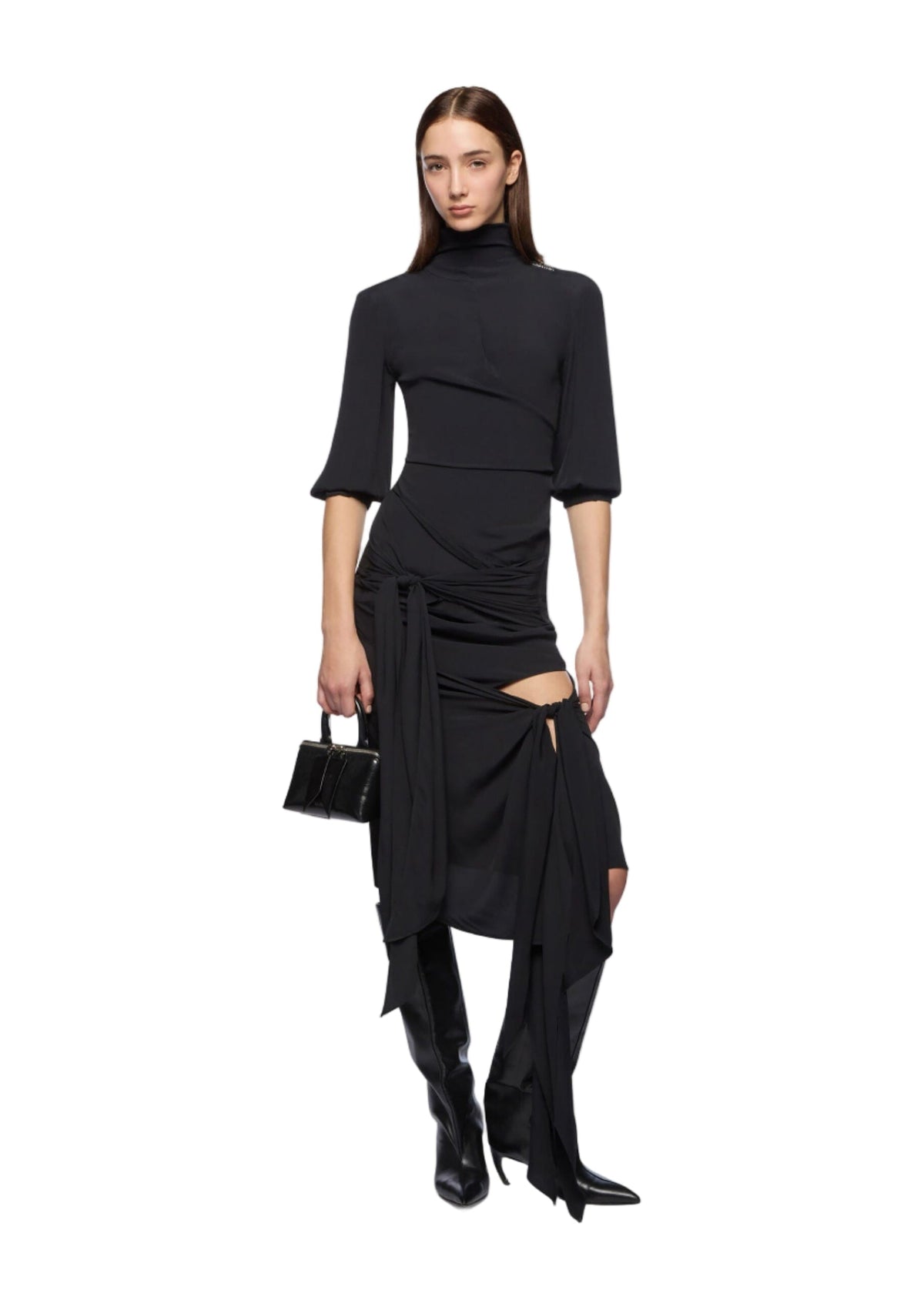 The Attico // Midi Skirt Crepe / Black Womens The Attico 