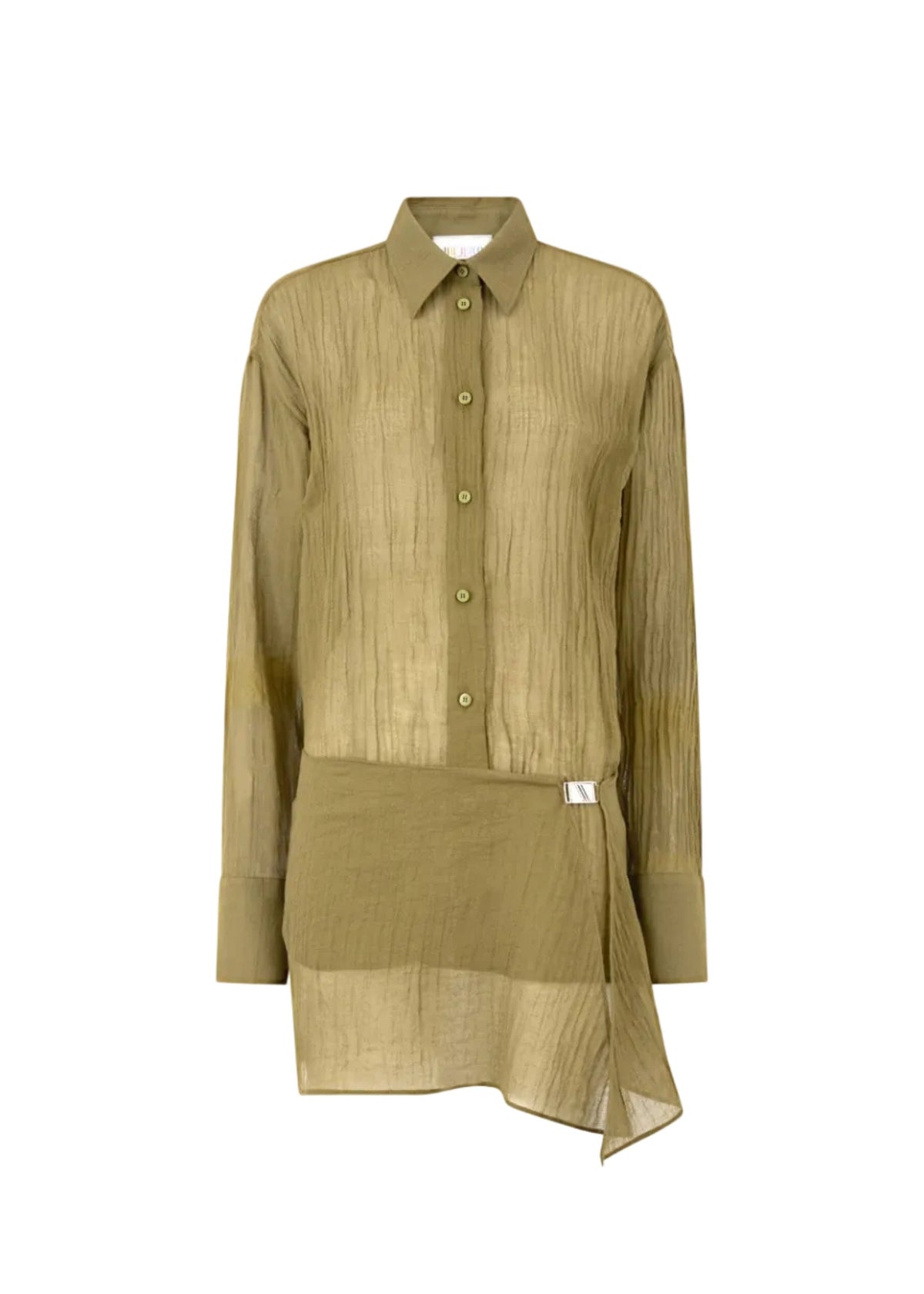 The Attico // Mini Dress Cotton Crumbled Gauze / Military Green Womens The Attico 