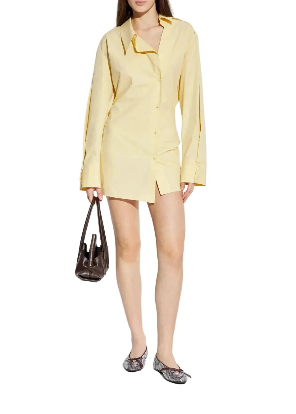 The Attico // Mini Dress Cotton Popeline / Pale Yellow Womens The Attico 