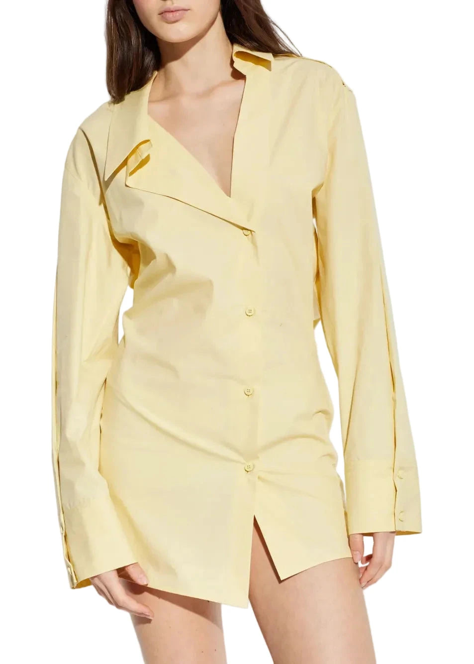 The Attico // Mini Dress Cotton Popeline / Pale Yellow Womens The Attico 