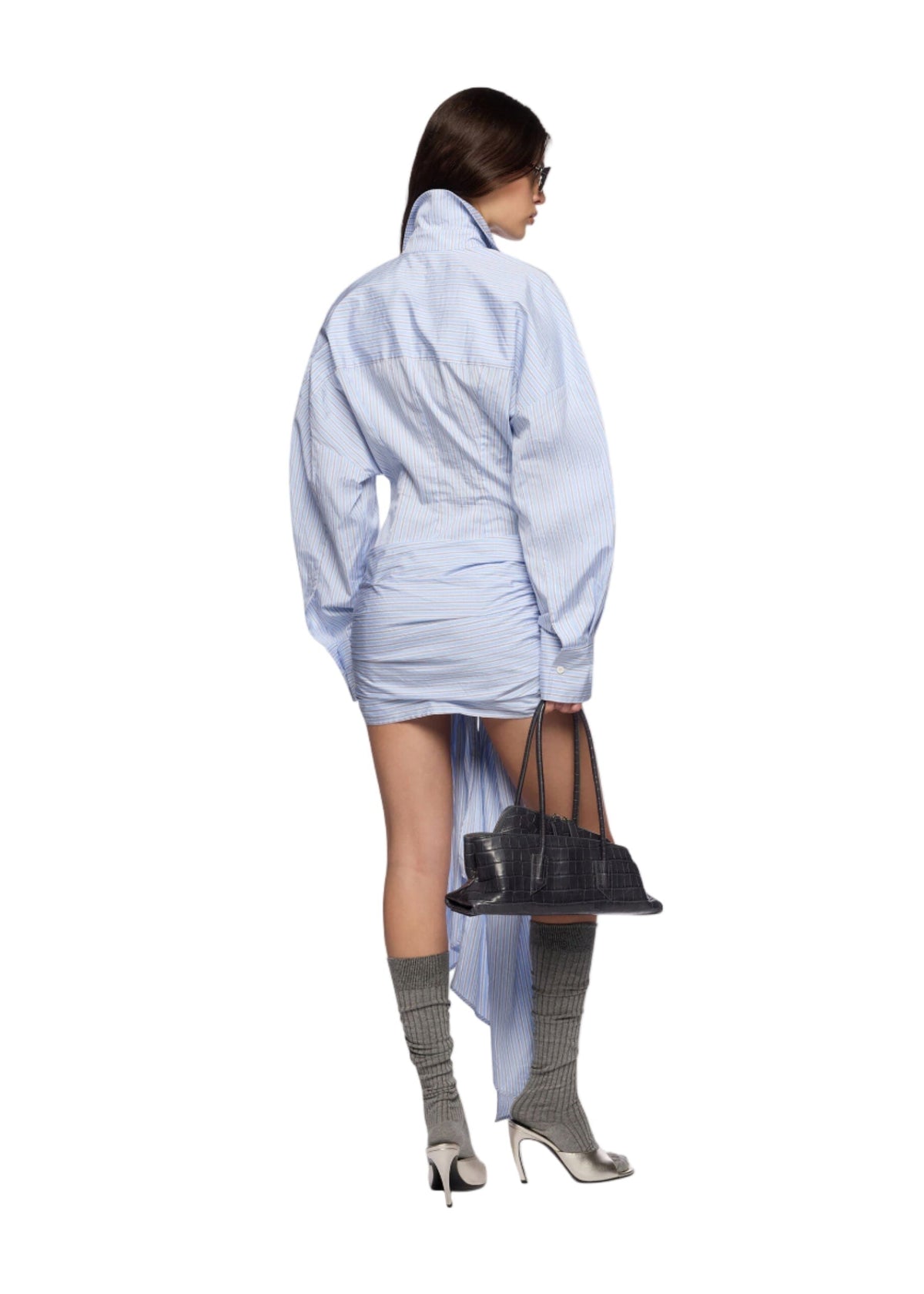 The Attico // Mini Dress Cotton Stripes / Light Blue & White Womens The Attico 