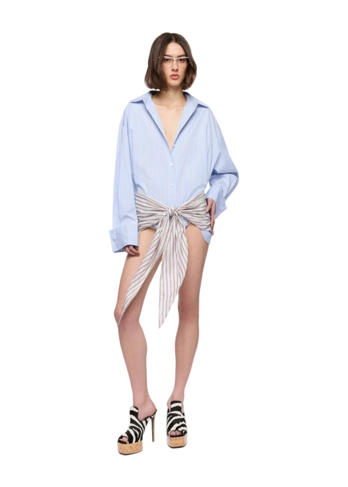 The Attico // Mini Dress Striped Popeline Mix / Multicolor V1 Womens The Attico 