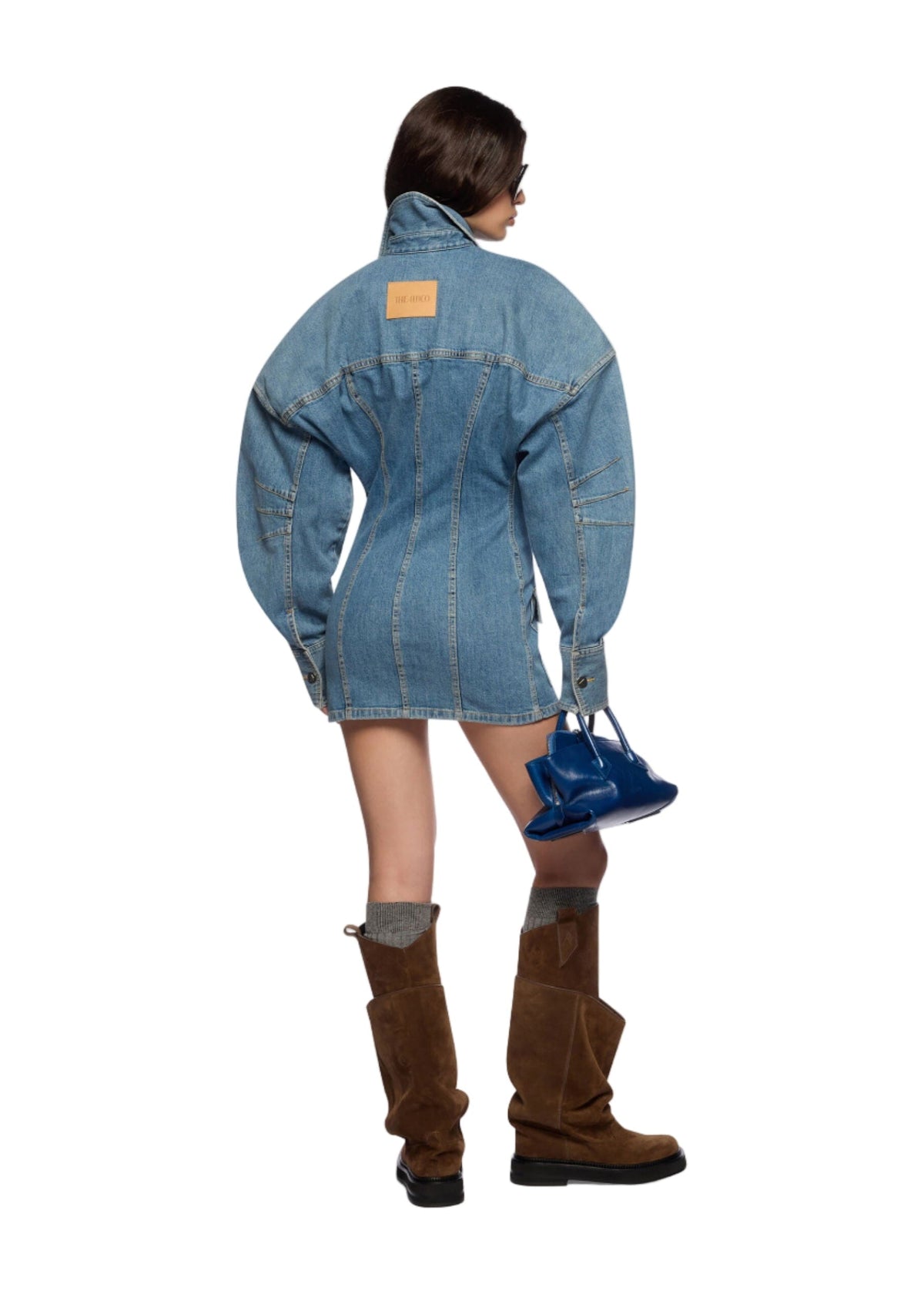 The Attico // Mini Dress Washed Denim Stretch / Sky Blue Womens The Attico 