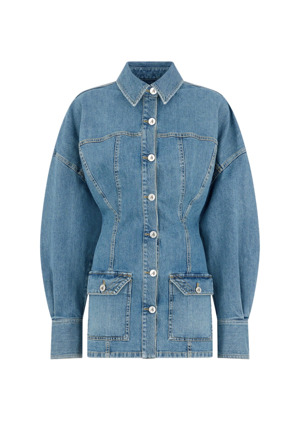 The Attico // Mini Dress Washed Denim Stretch / Sky Blue Womens The Attico 