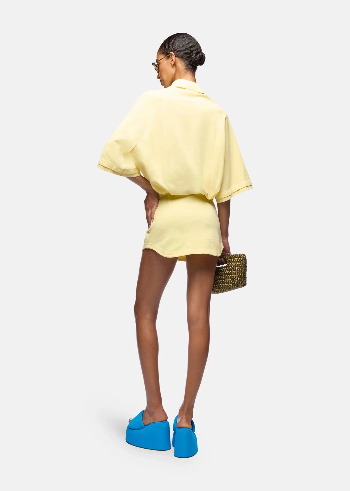 The Attico // Mini Dress Washed Jersey Pique / Pale Yellow Womens The Attico 