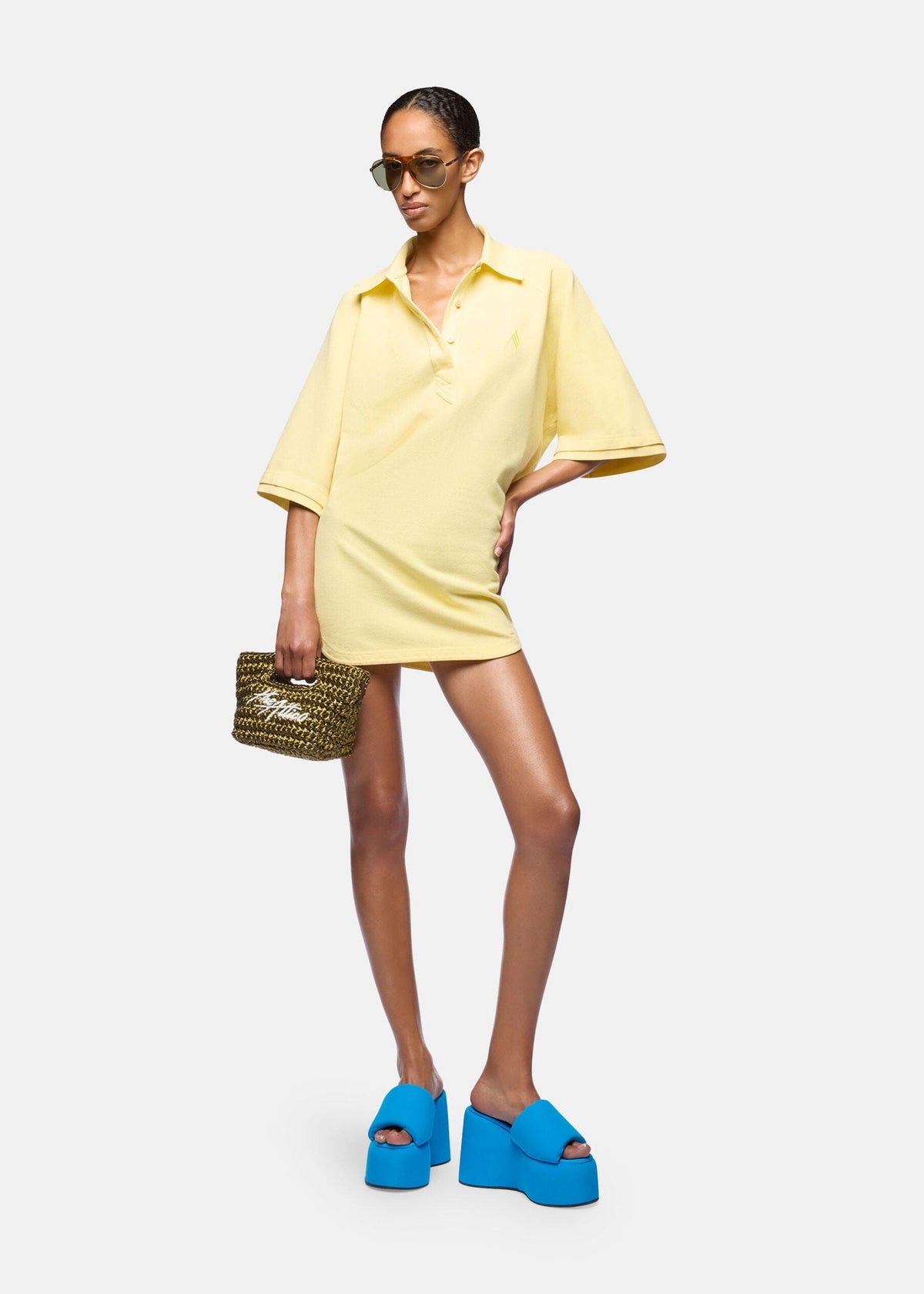 The Attico // Mini Dress Washed Jersey Pique / Pale Yellow Womens The Attico 