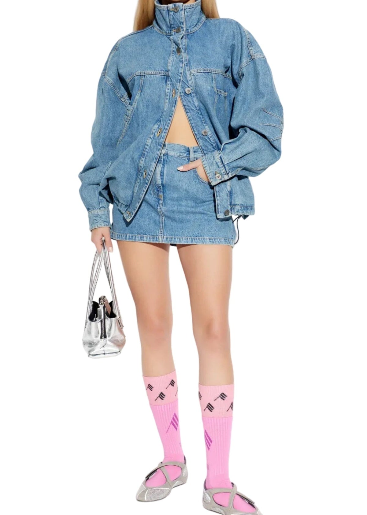 The Attico // Mini Skirt Washed Denim / Sky Blue Womens The Attico 