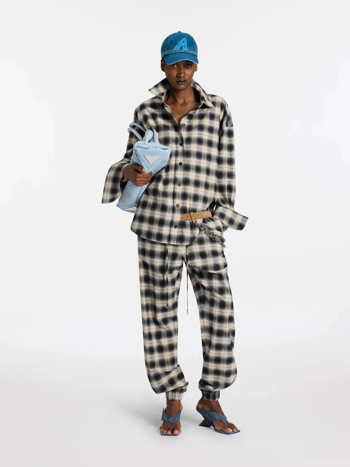 The Attico // Shirt Cotton Check / Sand & Black Womens The Attico 