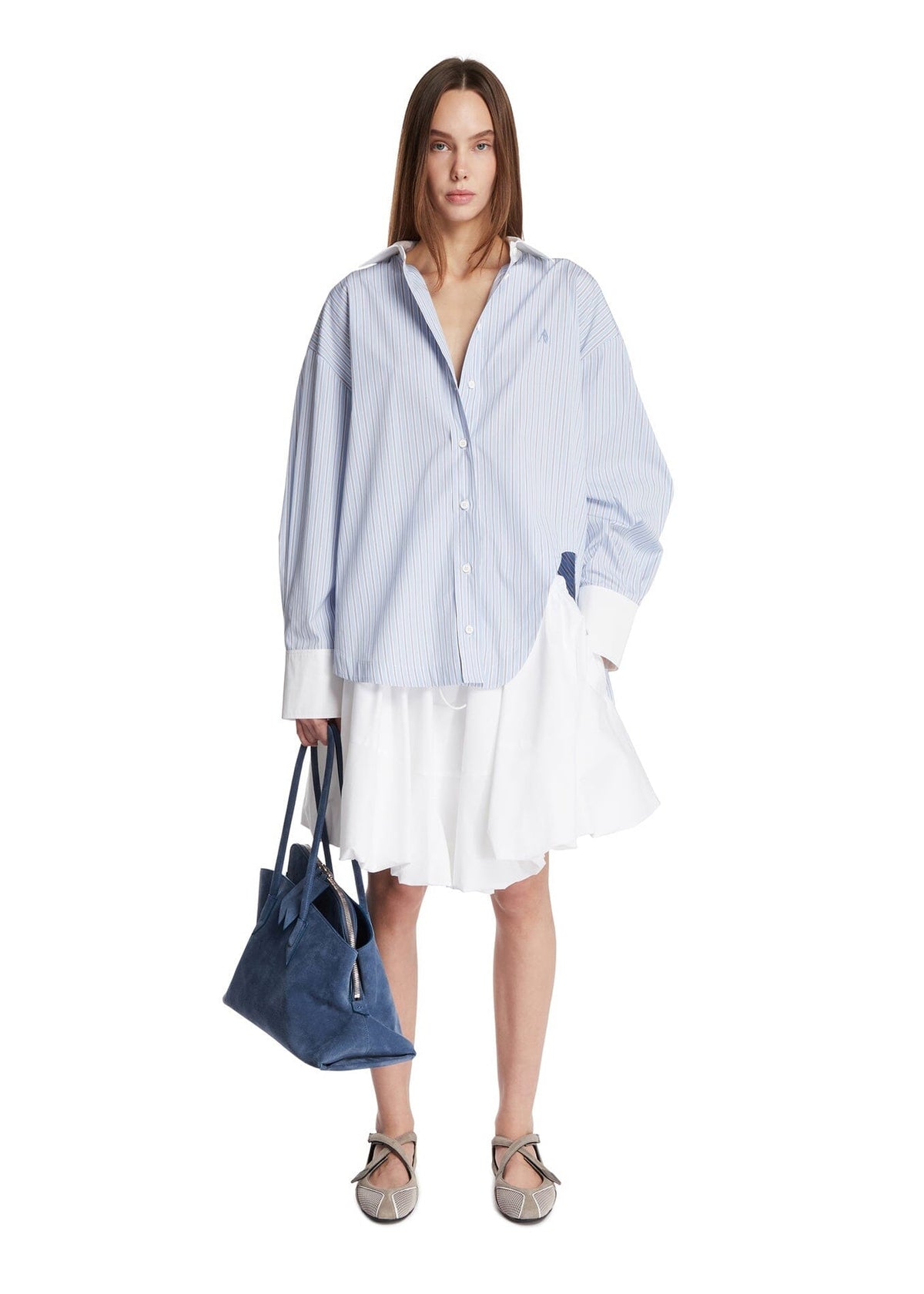 The Attico // Shirt Cotton Stripes / Light Blue & White Womens The Attico 