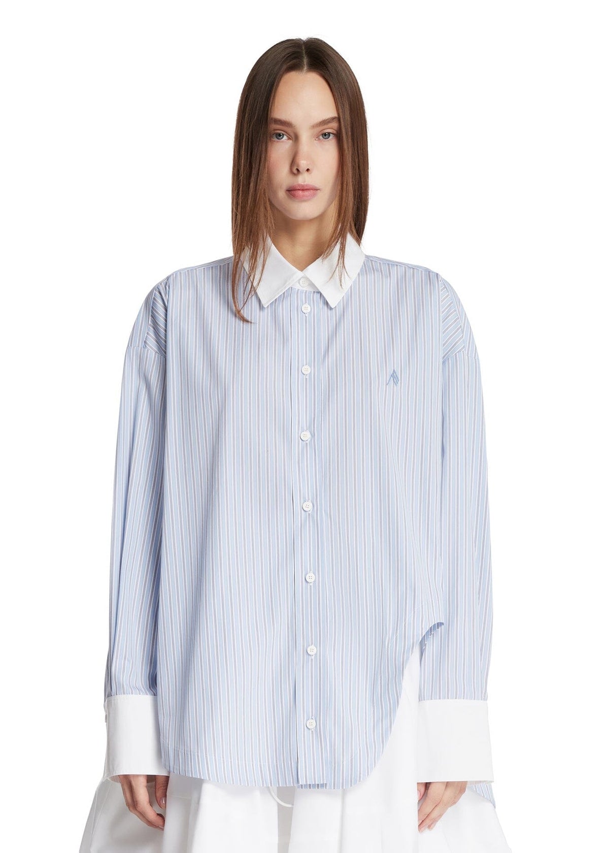 The Attico // Shirt Cotton Stripes / Light Blue & White Womens The Attico 