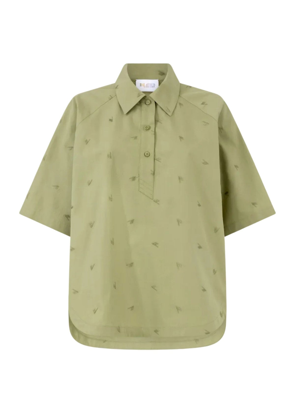 The Attico // Shirt Embroidered Muslin / Military Green Womens The Attico 