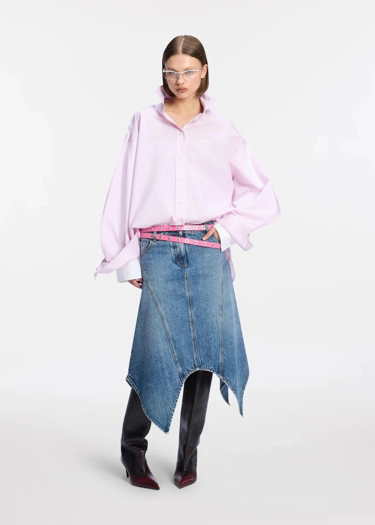 The Attico // Shirt Popeline Check / White & Pink Womens The Attico 
