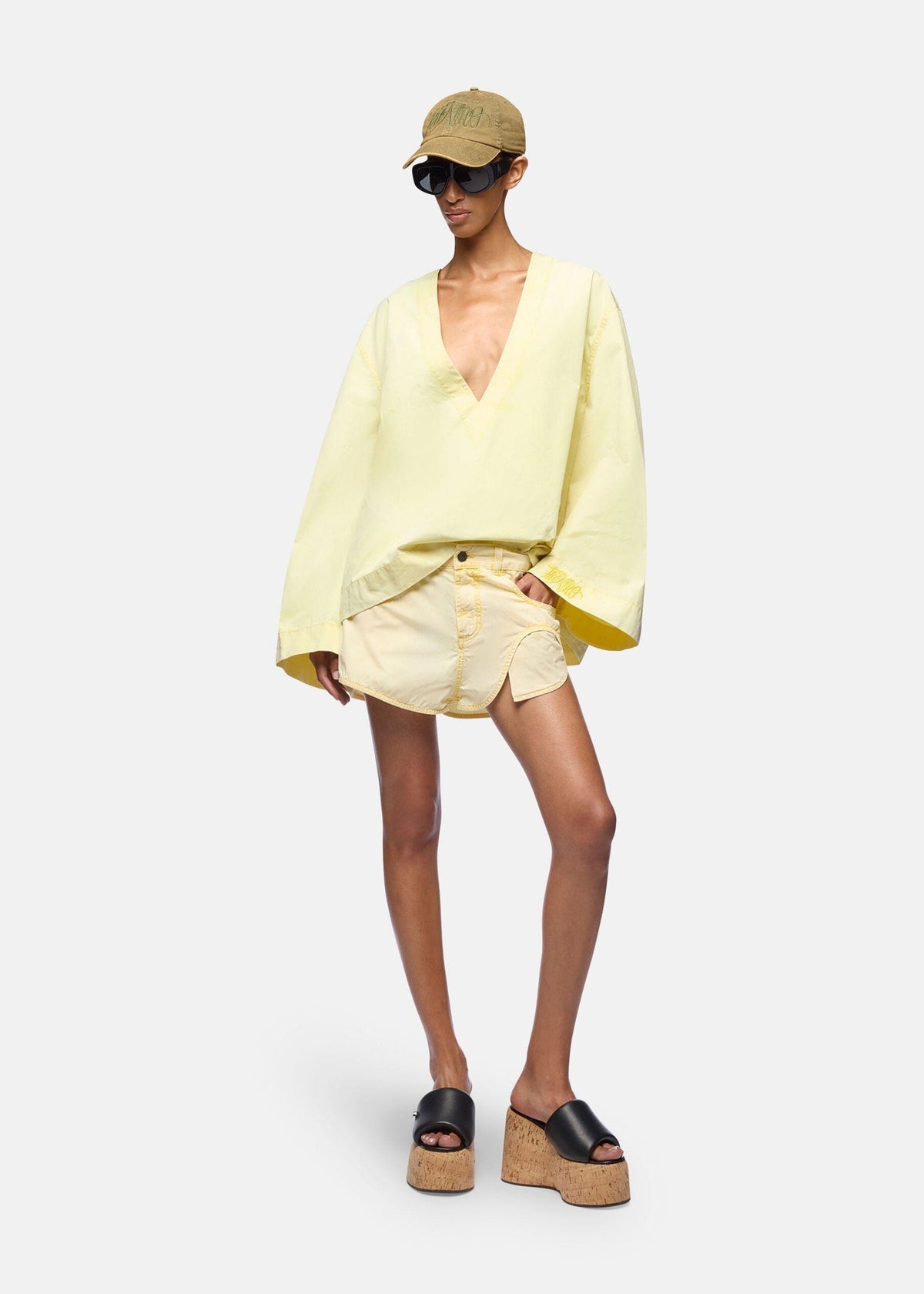 The Attico // Short Pant Murble Wash Light Canvas / Pale Yellow Womens The Attico 