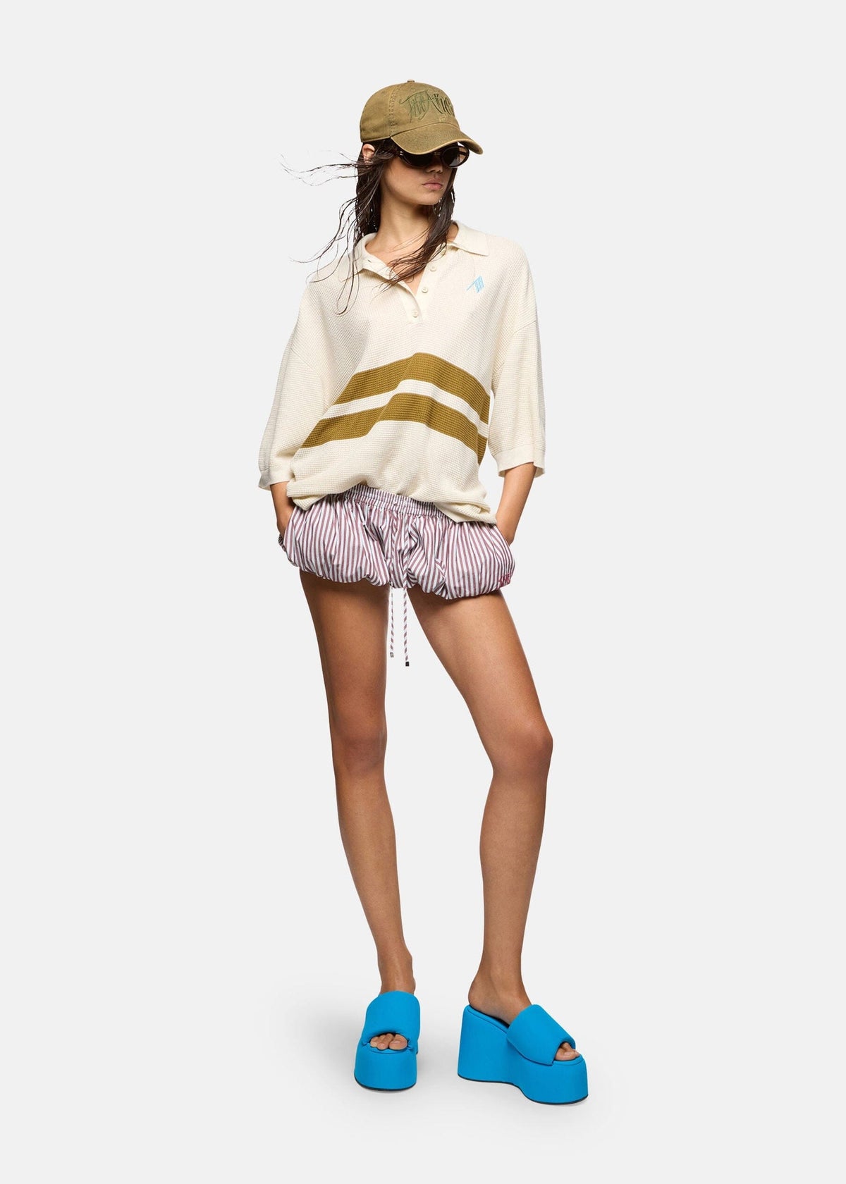 The Attico // Short Pant Striped Popeline / Multicolor V1 Womens The Attico 