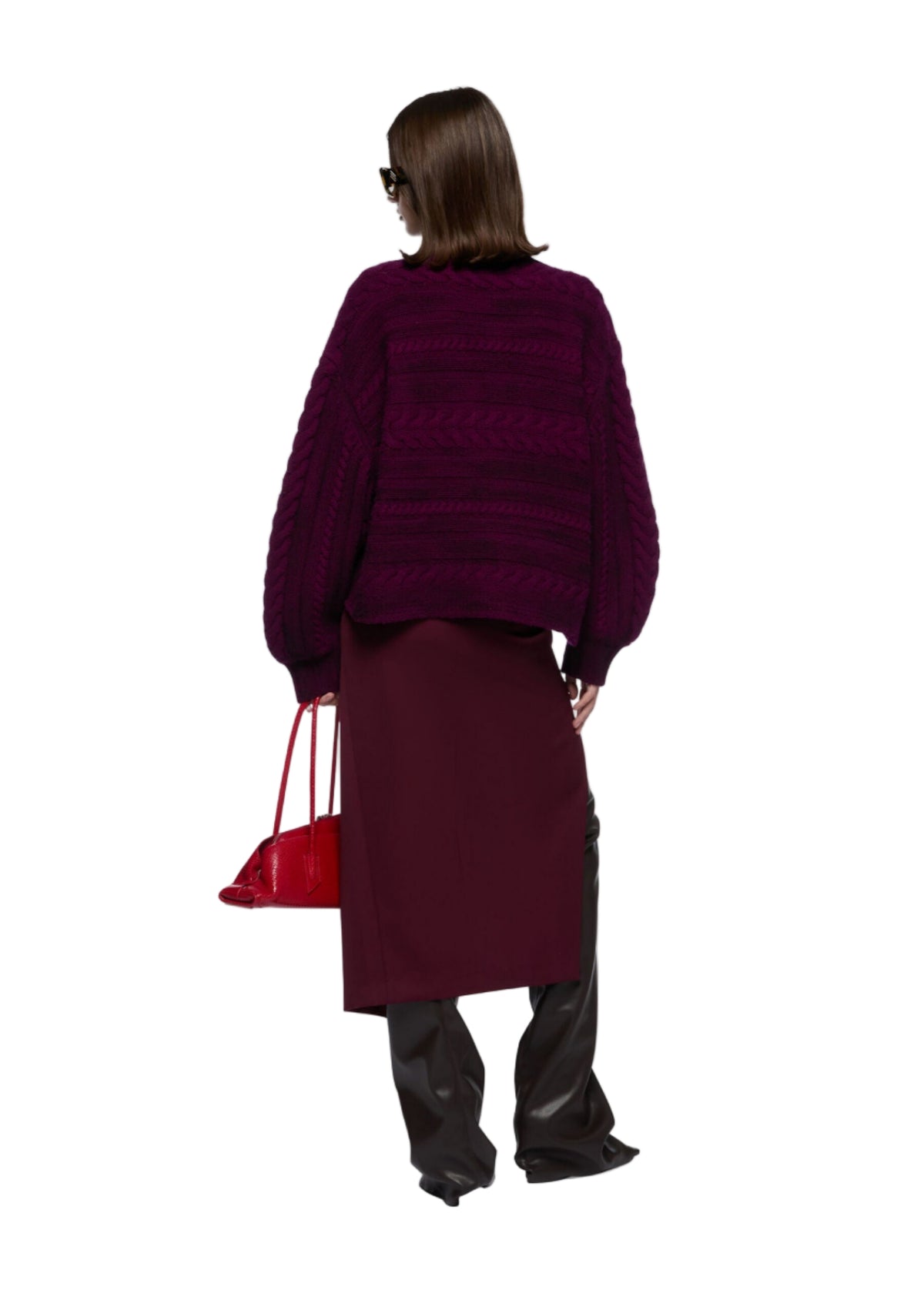 The Attico // Sprayed Cable Wool Sweater / Burgundy Womens The Attico 