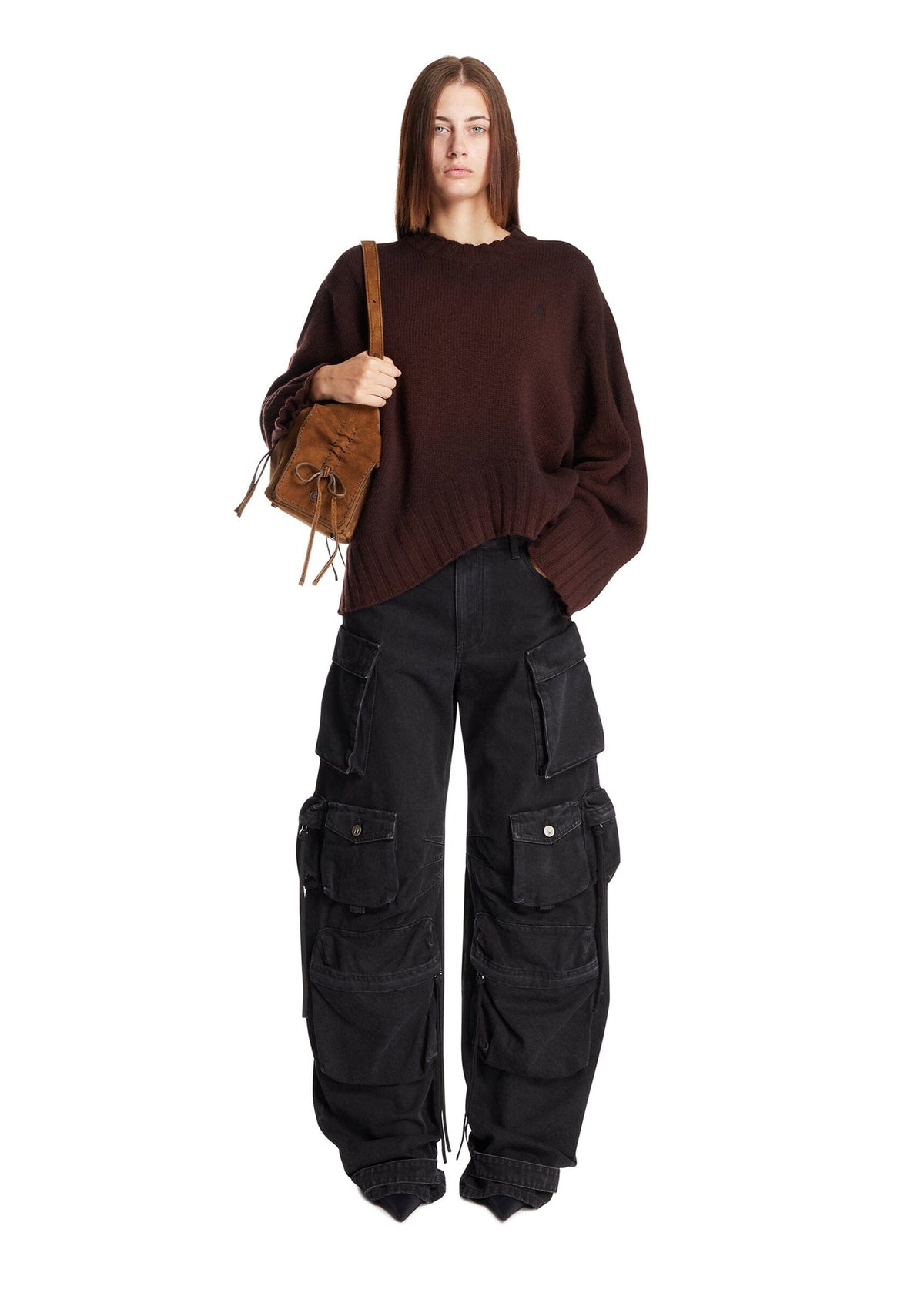 The Attico // Sprayed Wool Cashmere Sweater / Brown Womens The Attico 