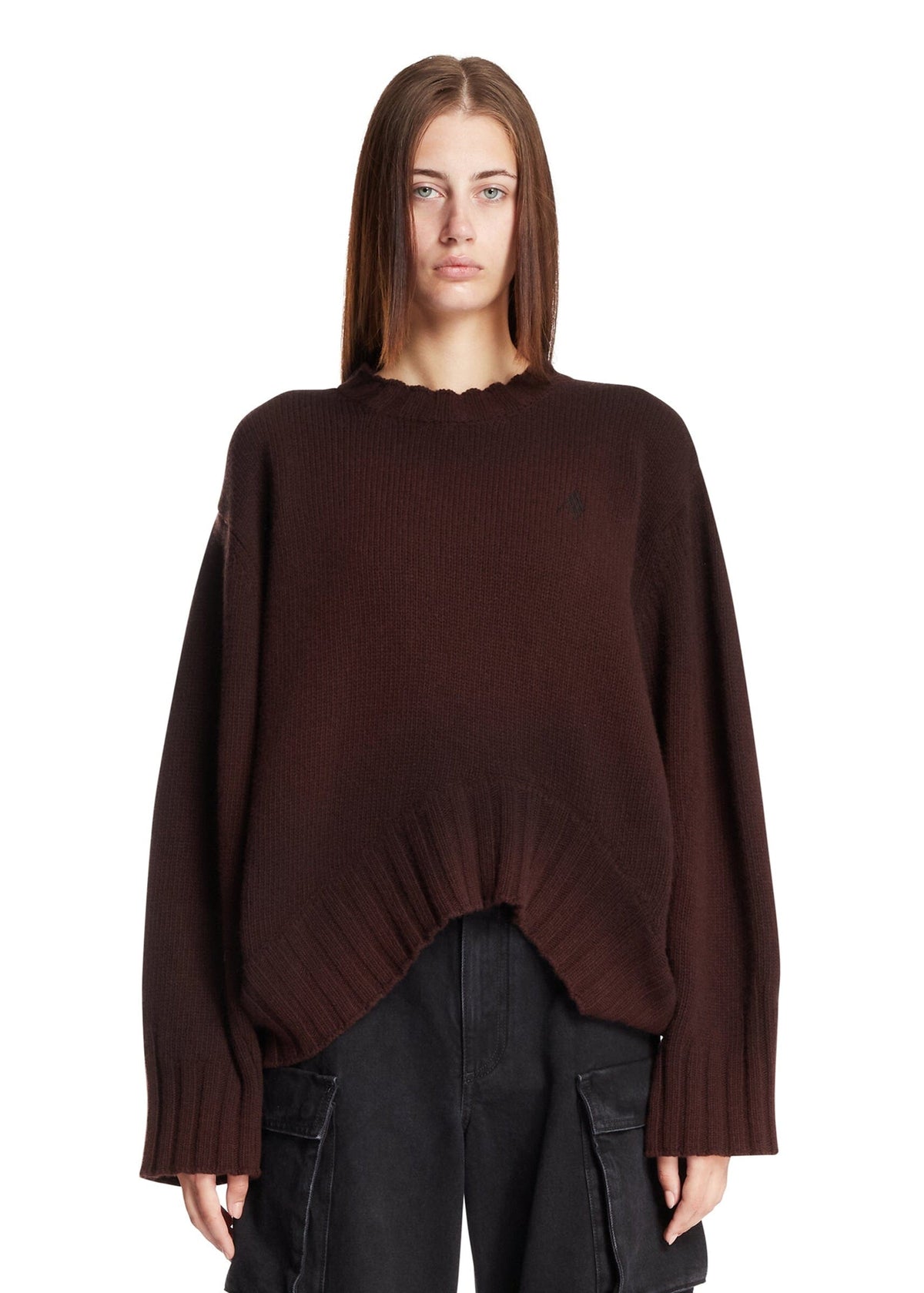 The Attico // Sprayed Wool Cashmere Sweater / Brown Womens The Attico 