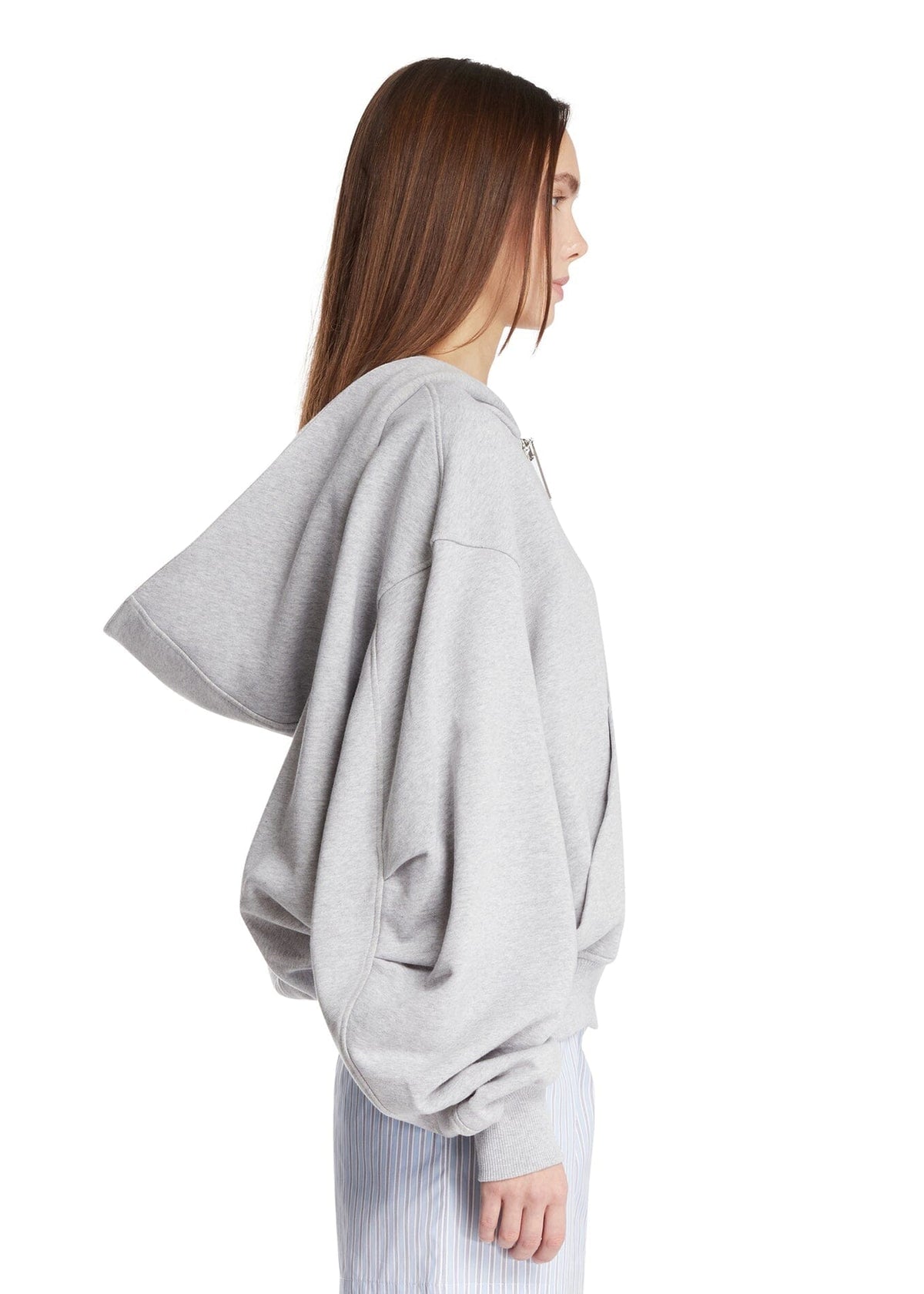 The Attico // Sweatshirt Zip American Fleece / Light Grey Melange Womens The Attico 
