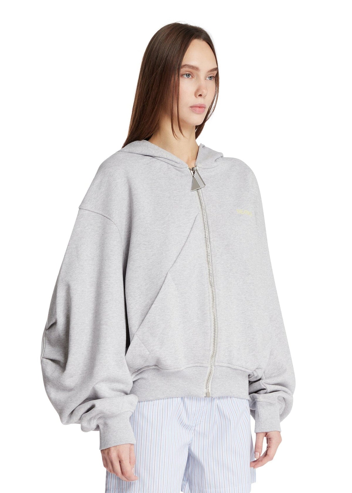 The Attico // Sweatshirt Zip American Fleece / Light Grey Melange Womens The Attico 