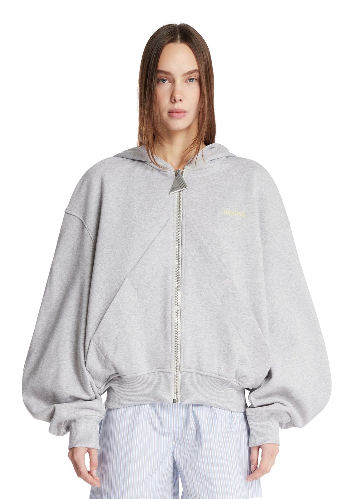The Attico // Sweatshirt Zip American Fleece / Light Grey Melange Womens The Attico 