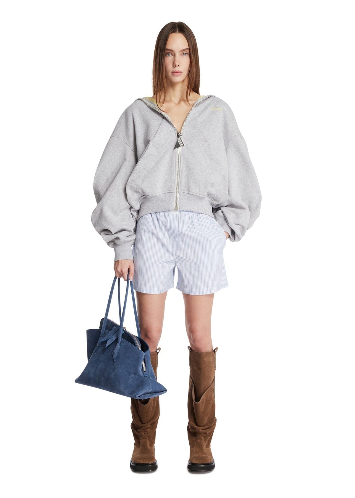 The Attico // Sweatshirt Zip American Fleece / Light Grey Melange Womens The Attico 