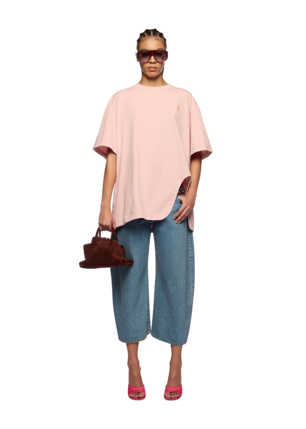 The Attico // T-Shirt Light Jersey With Cross Stitch / Rose Womens The Attico 