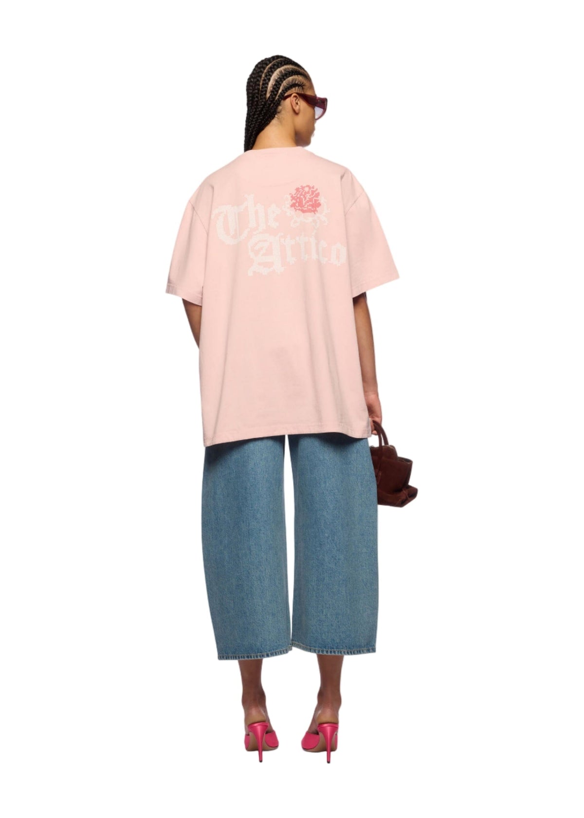 The Attico // T-Shirt Light Jersey With Cross Stitch / Rose Womens The Attico 