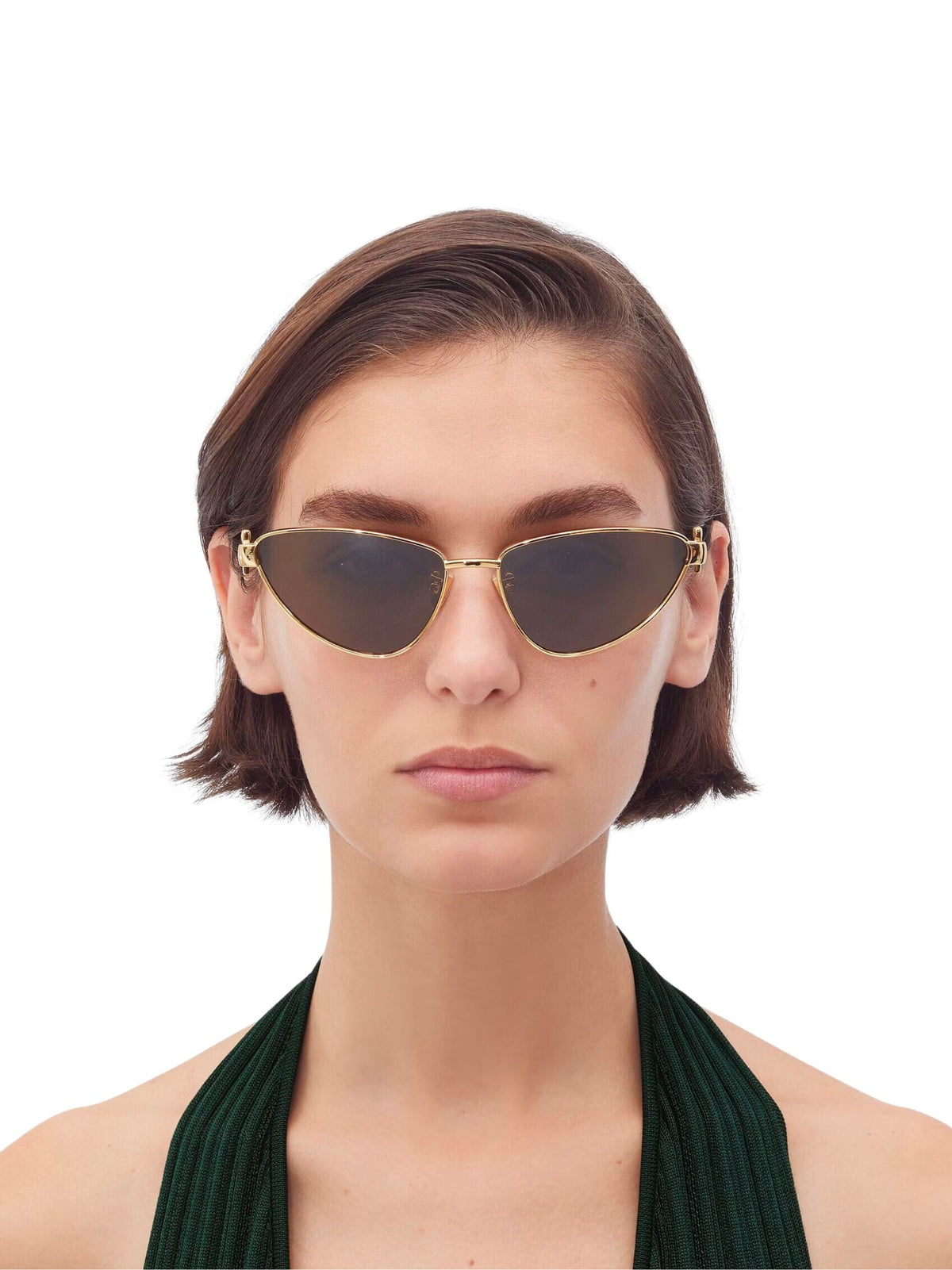 Turn Cat-Eye Sunglasses / Gold &amp; Brown Womens Bottega Veneta 
