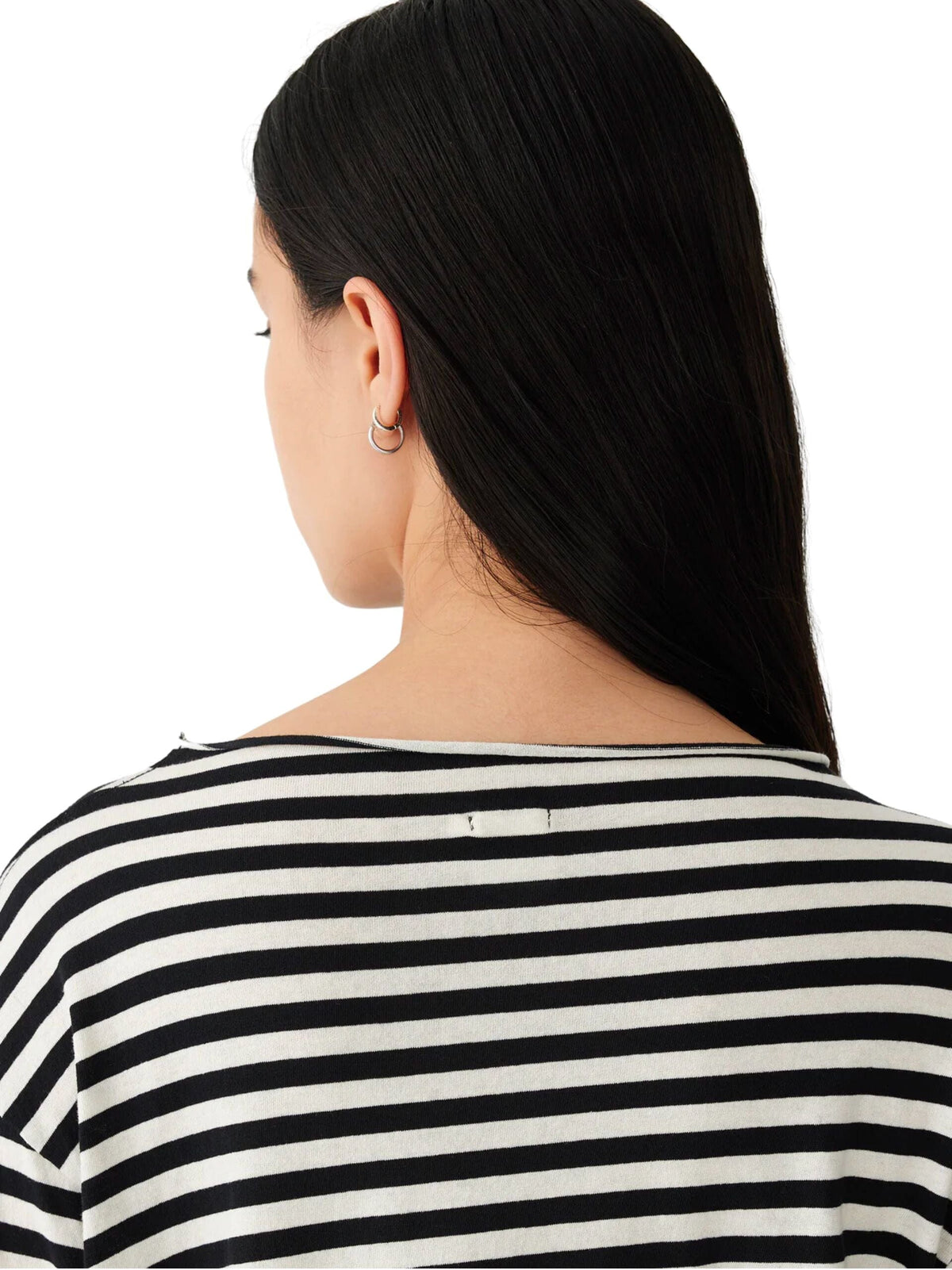 Undyed Black Stripe Boxy Long Sleeve T-Shirt Womens Bassike 