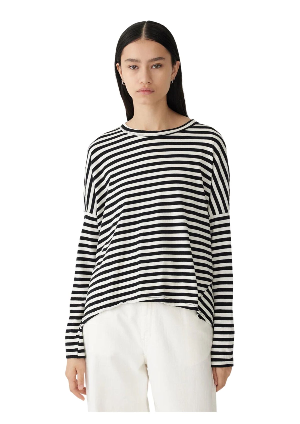 Undyed Black Stripe Circle Long Sleeve T&#39;Shirt Womens Bassike 