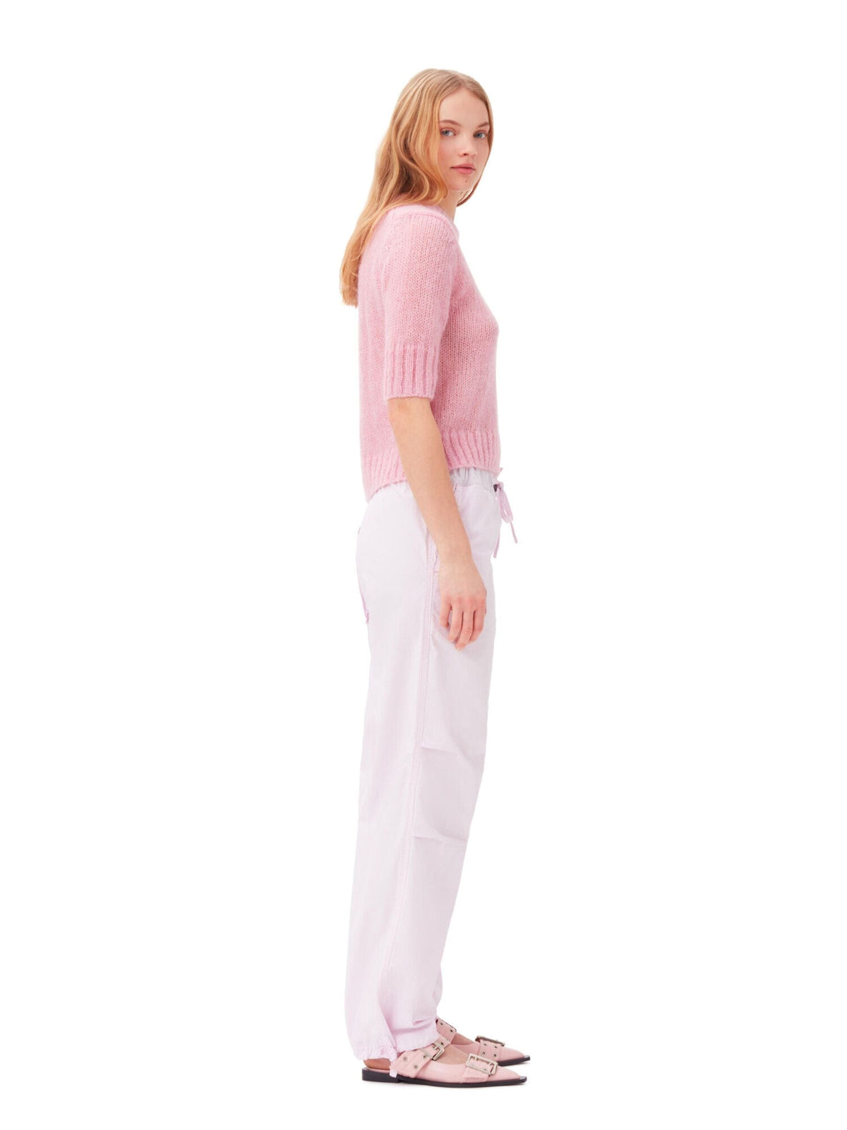 Washed Cotton Canvas Draw String Pants / Light Lilac Womens GANNI 