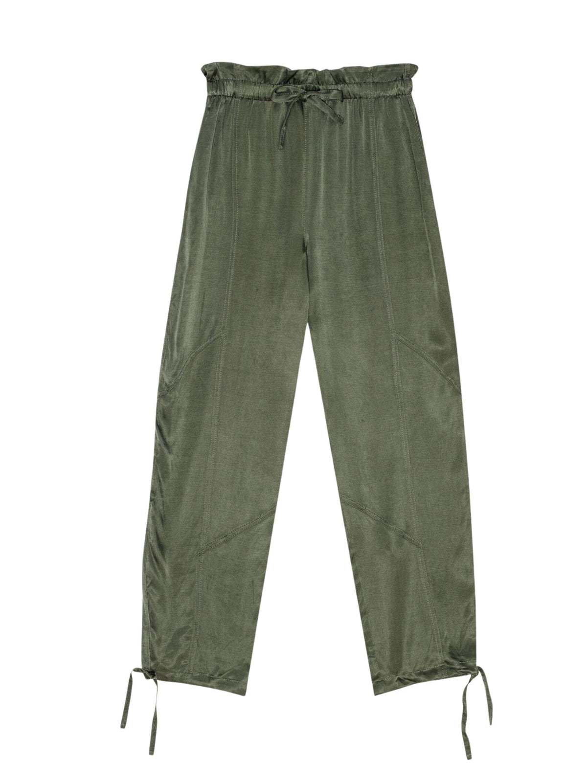 Washed Satin Elasticated Waist Pants / Climbing Ivy Womens GANNI 