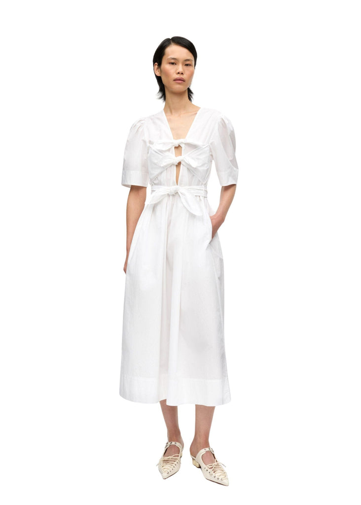 ワンピース Ganni Washed Stretch Cotton Tie Strap Midi Dress washed-stretch-cotton-tie-