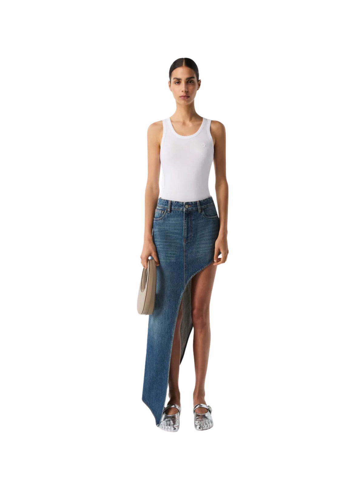 Woven One Leg Denim Skirt / Blue Womens Coperni 