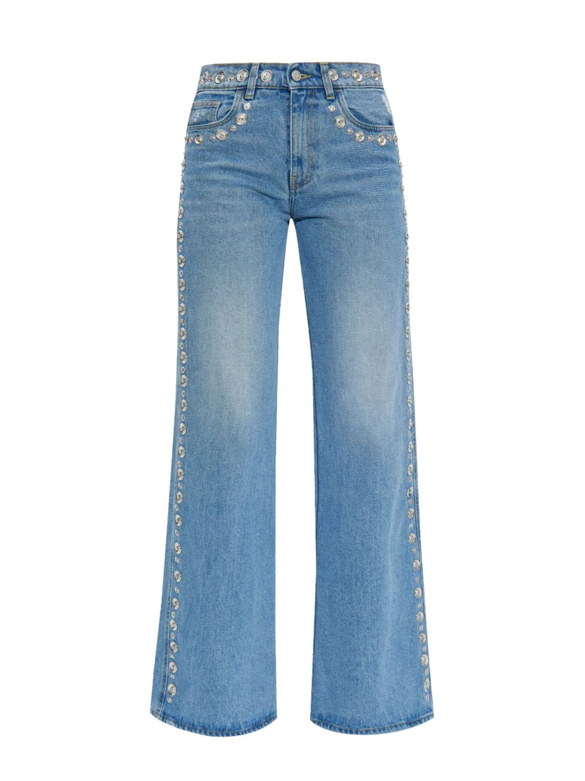 Woven Studded Wide Leg Denim Pants / Blue Womens Coperni 