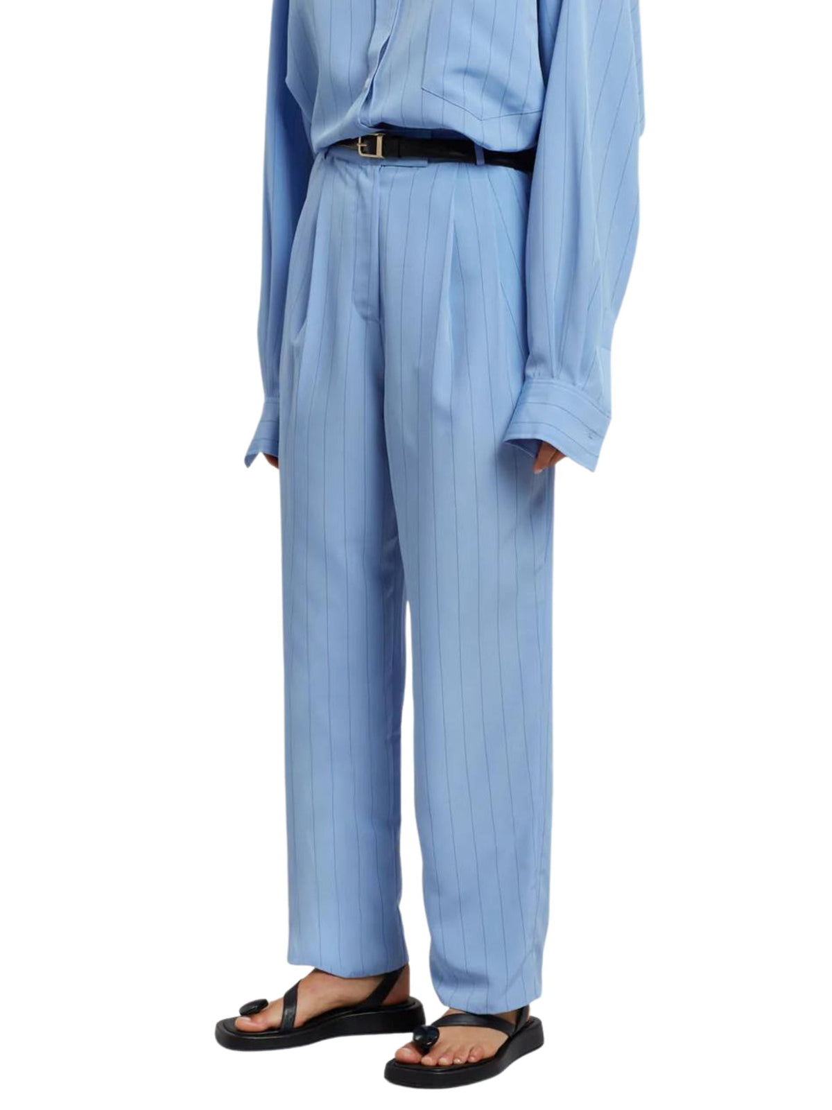Bea Fluid Stripe Suit Pants / Powder Blue Womens Frankie Shop 