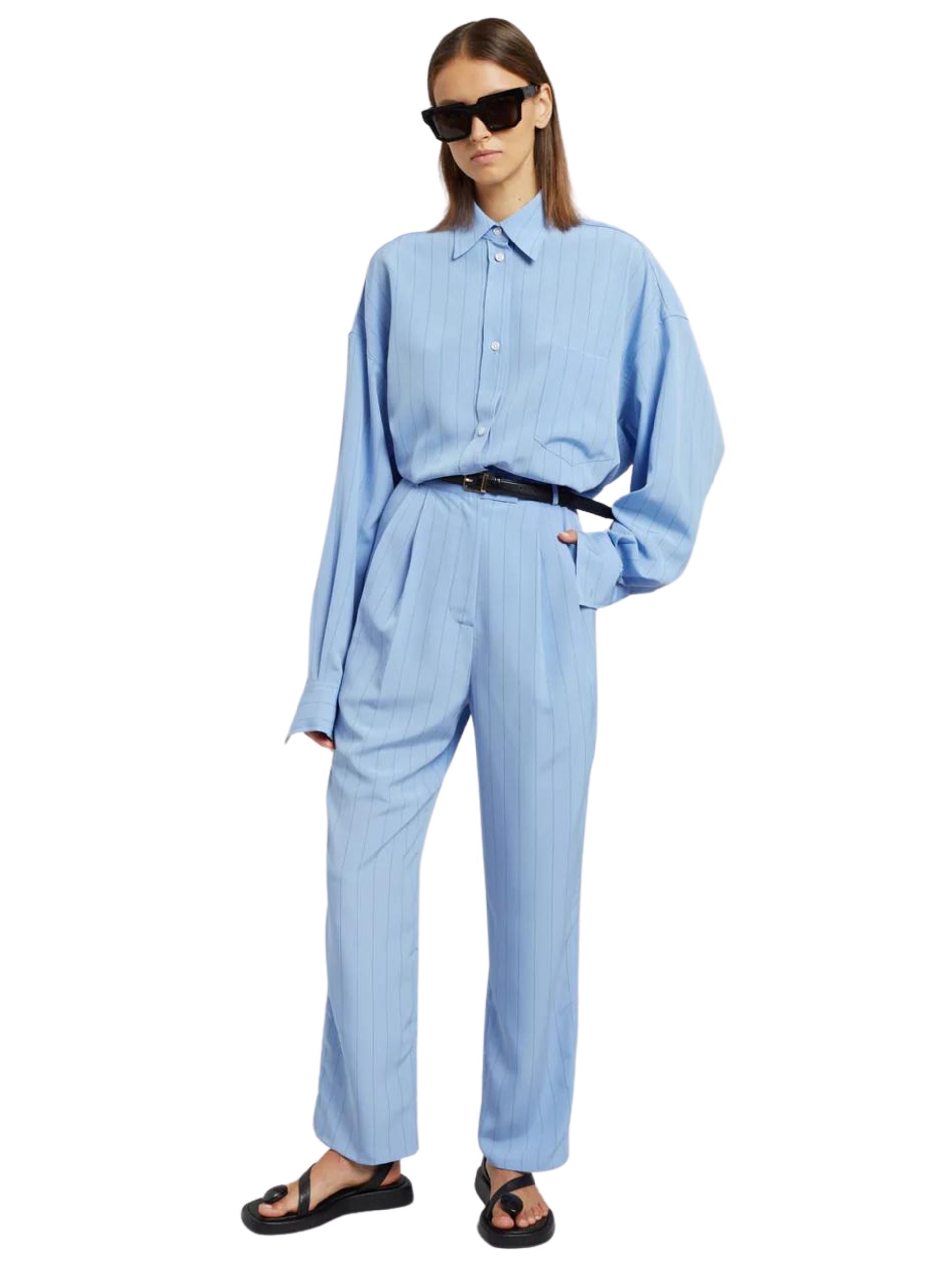 The Frankie Shop SSENSE Exclusive Blue Bea Fluid Stripe Suit Trousers