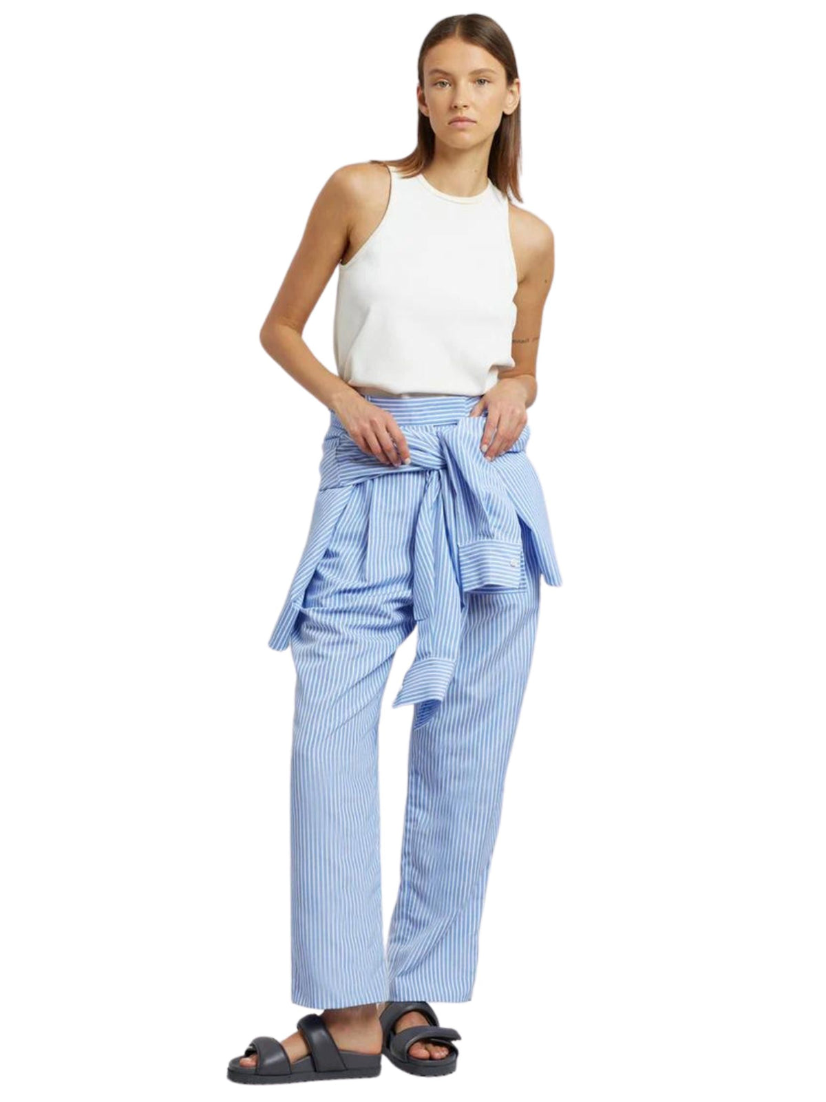 Bea Stripe Suit Pants / Light Blue &amp; White Womens Frankie Shop 