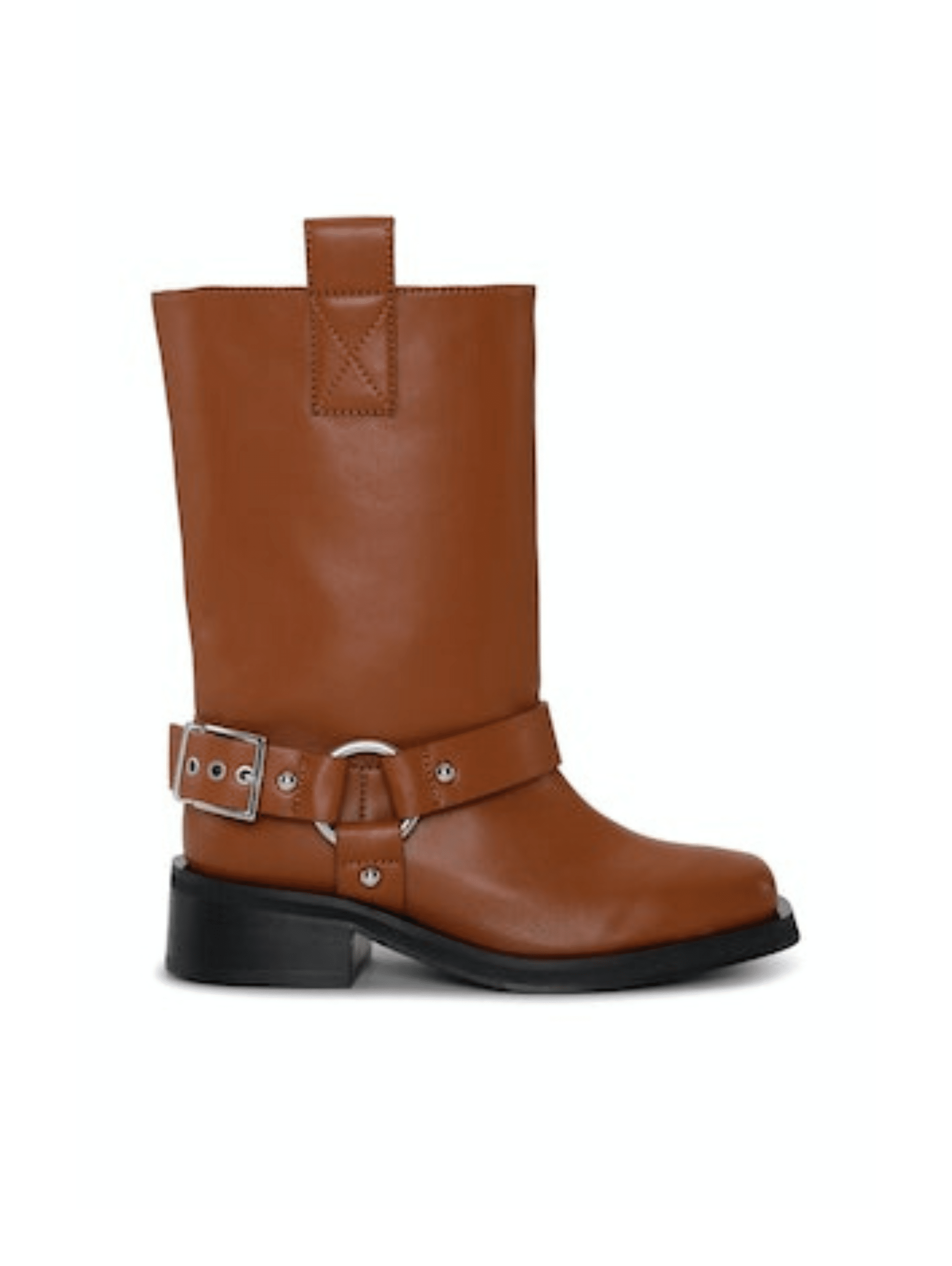 GANNI // Biker Tubular Mid Shaft Boot / Cognac - Seletti