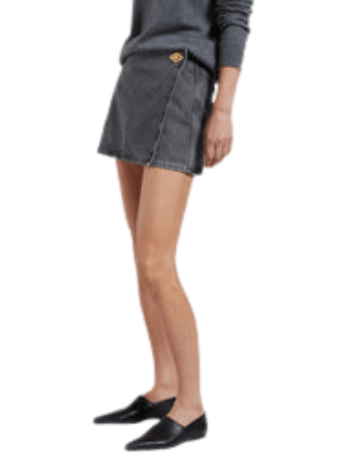 Black Washed Wrap Mini Skirt / Sharkskin Womens GANNI 