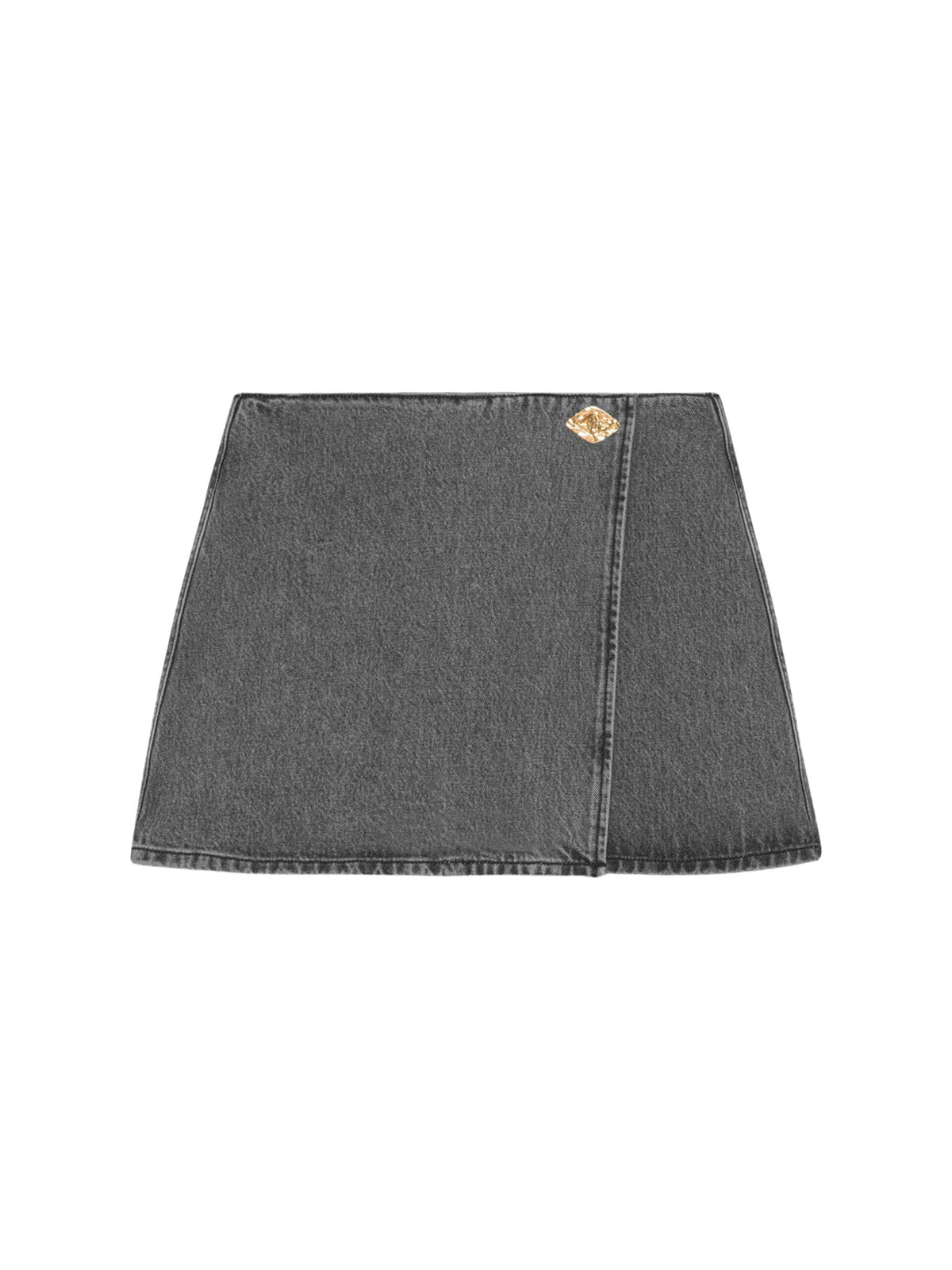 Black Washed Wrap Mini Skirt / Sharkskin Womens GANNI 