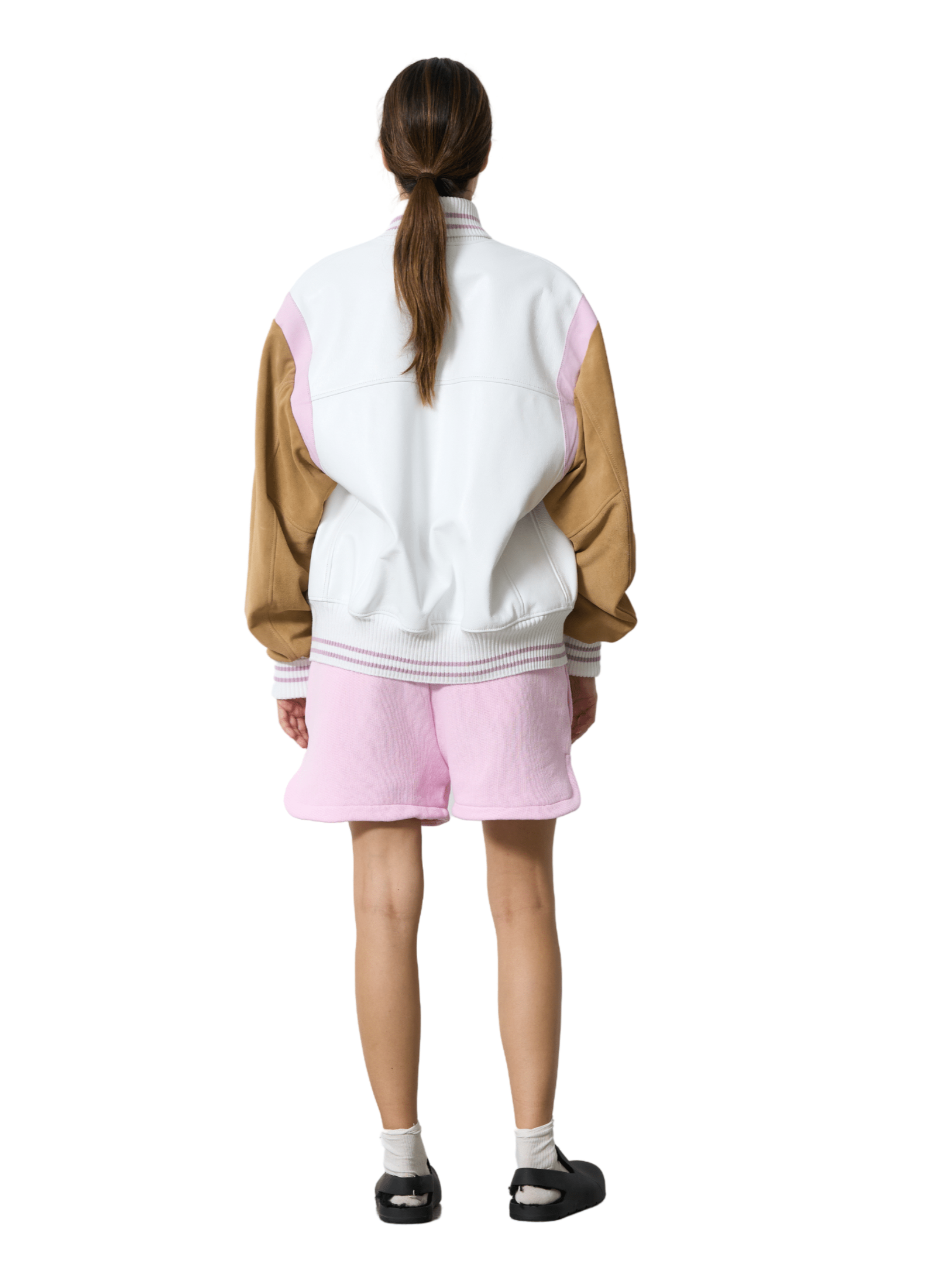 Bomber Varsity / White, Camel & Pink Womens HALFBOY 