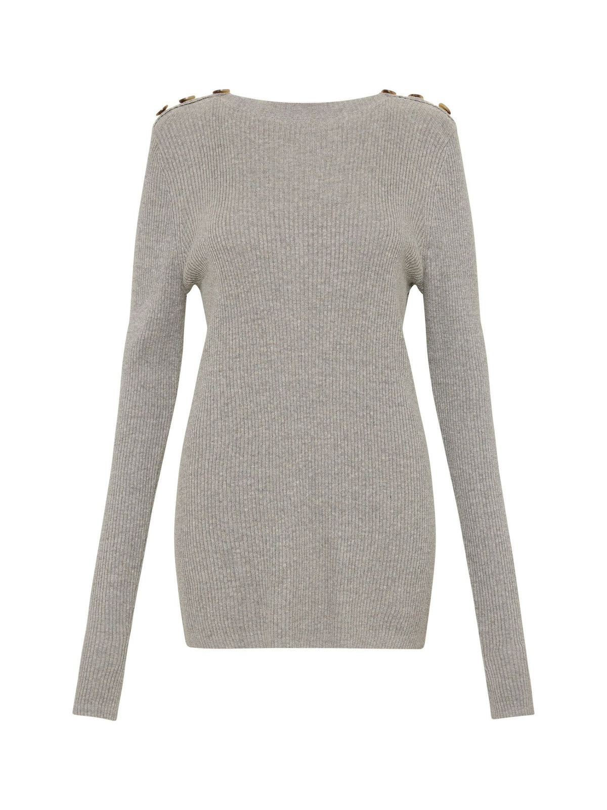 Button Detail Layering Knit / Flint Grey Womens Bassike 