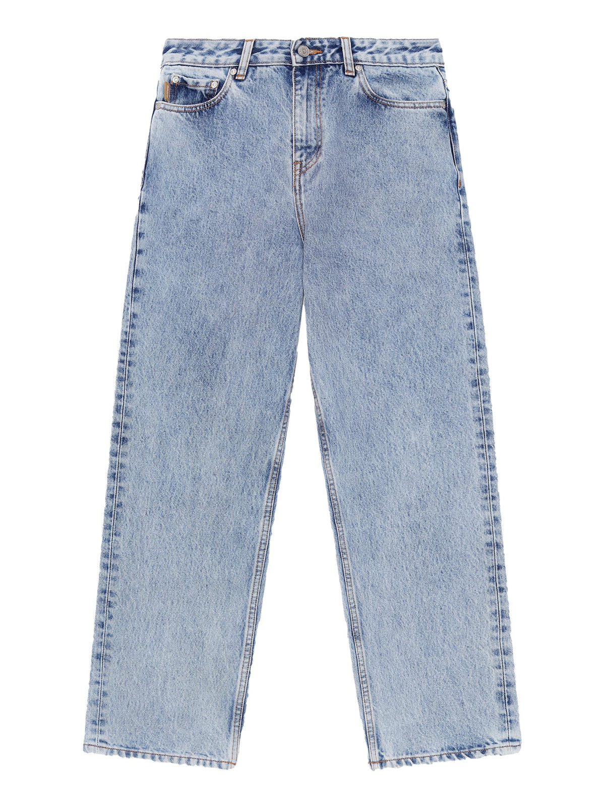 Classic Denim High-Waisted Cropped Jeans / Washed Indigo Womens GANNI 