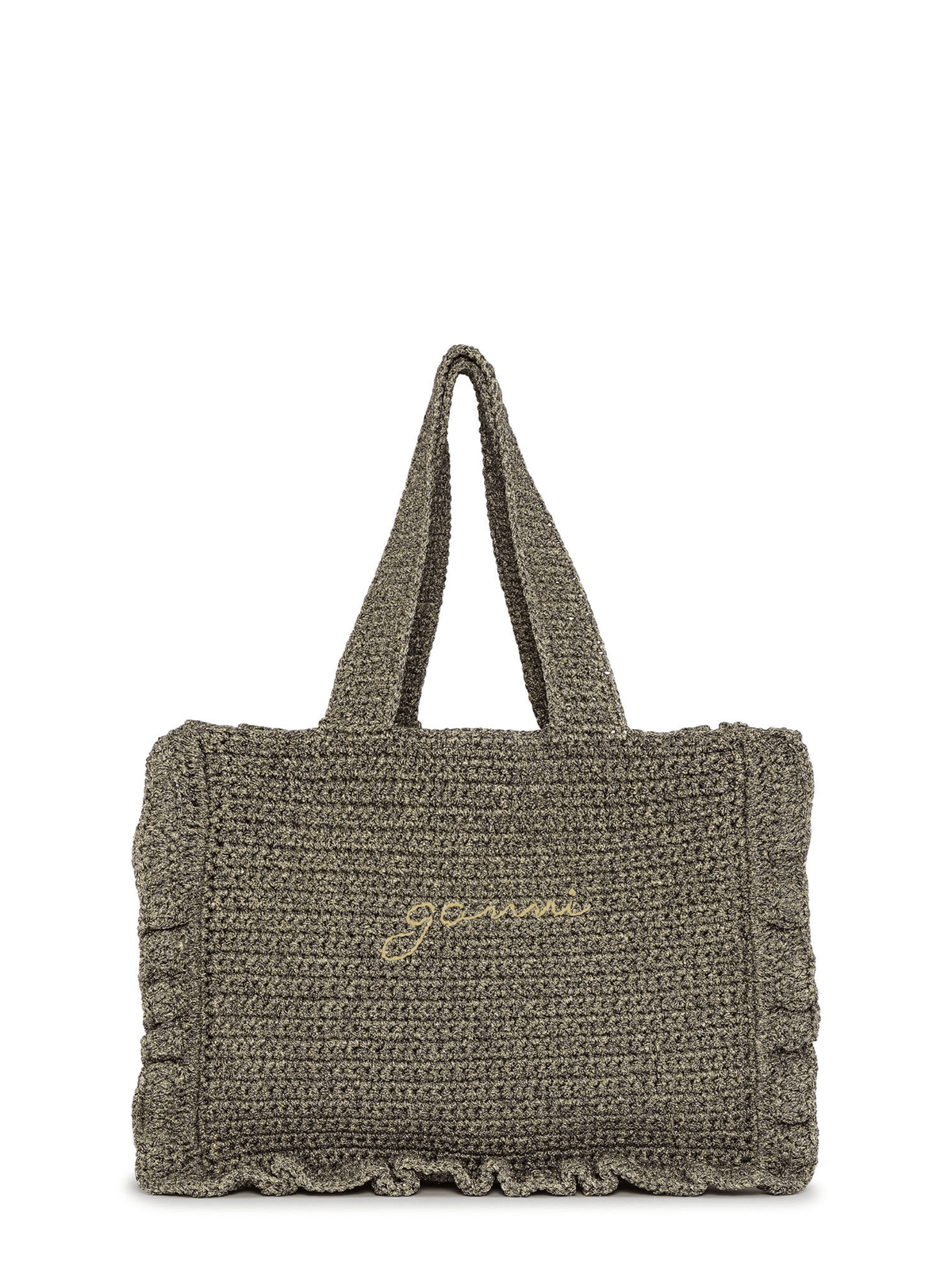 Cotton Crochet Frill Tote / Black Womens GANNI 