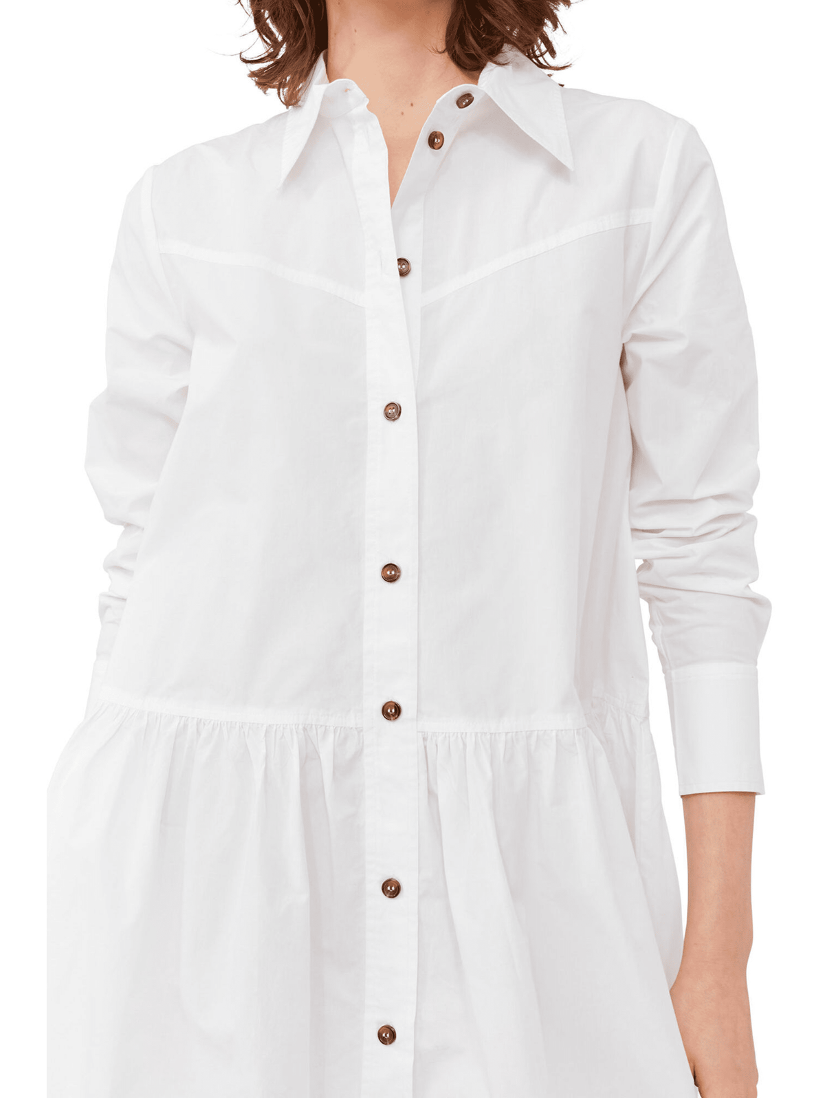 Cotton Poplin Mini Shirt Dress / Bright White Womens GANNI 