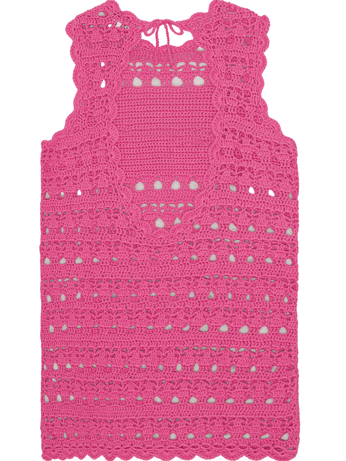 Crochet Cover Up Tunic / Shocking Pink Womens GANNI 